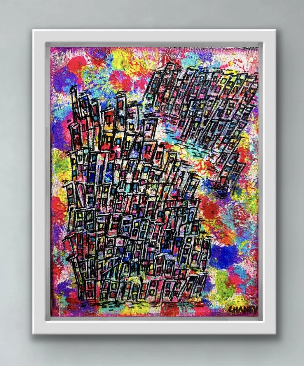 Disco Utopia: 11x14 wrappd canvas with a white frame, $135