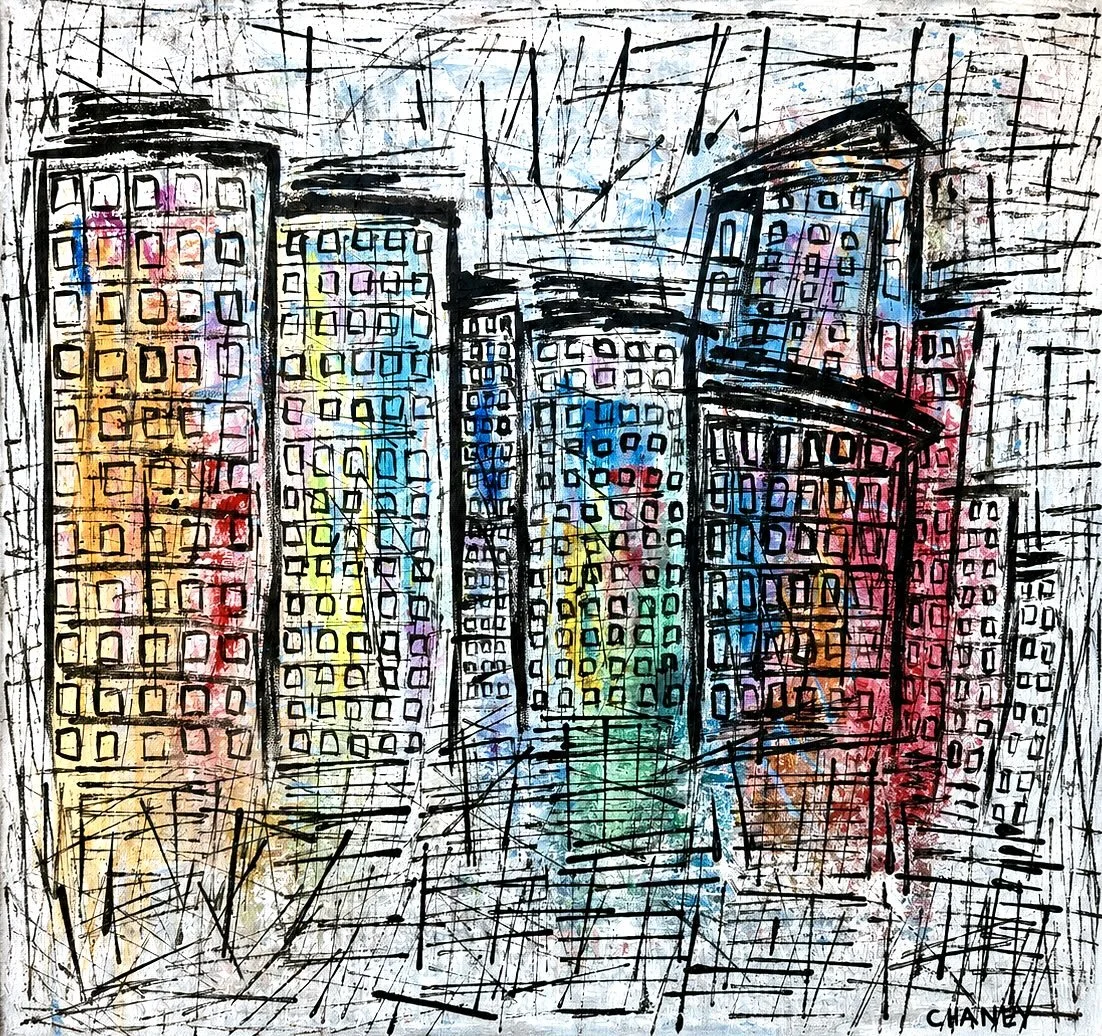 Downtown Doodles: : 20x20 wrapped canvas, $160