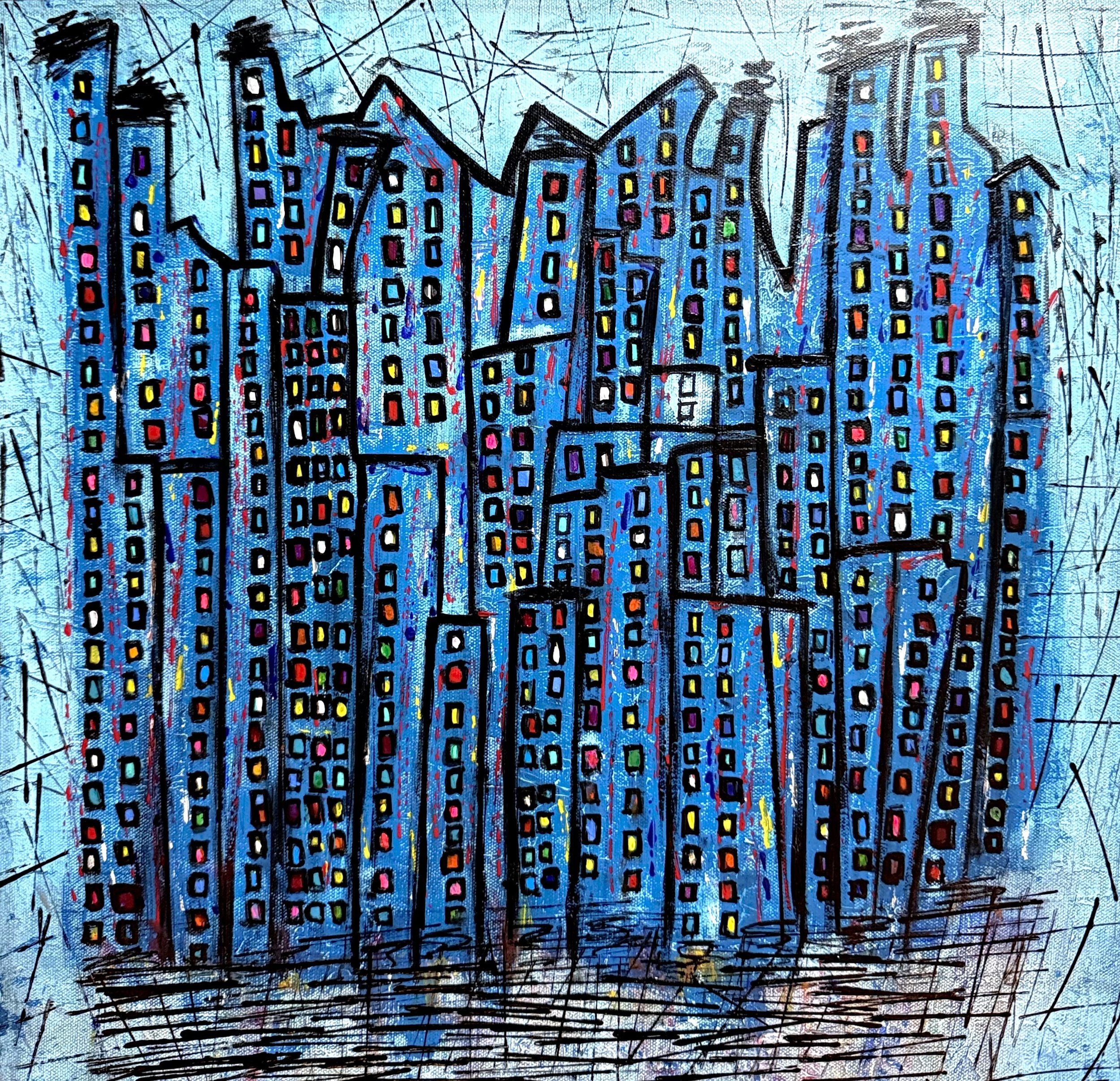 Electric Blue (20x20, 1.5 inch, black frame)