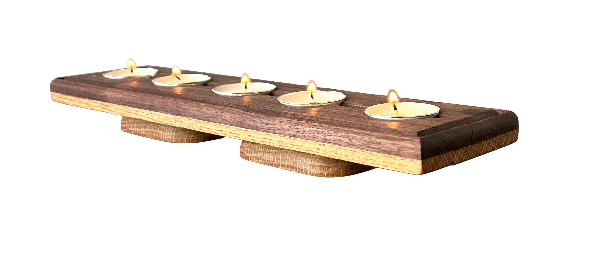White Oak and Walnut 5 hole Tea Light candle display holder