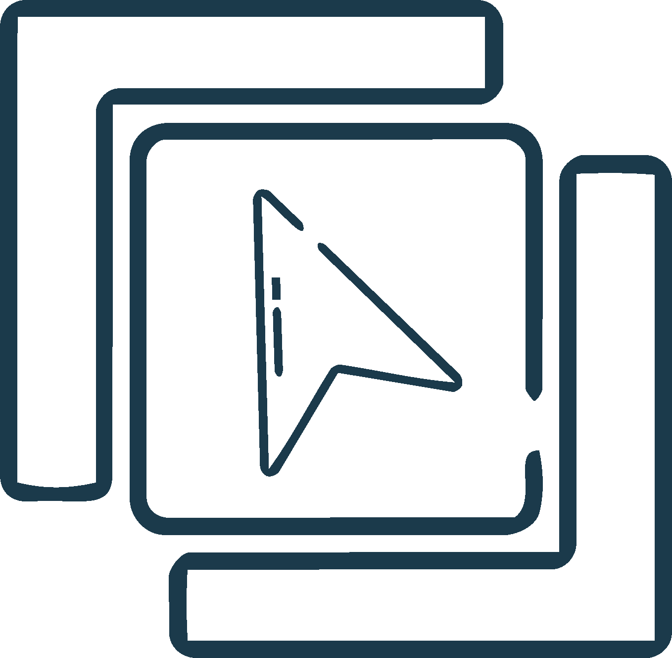 Outline icon of a graphic design tool and frame.