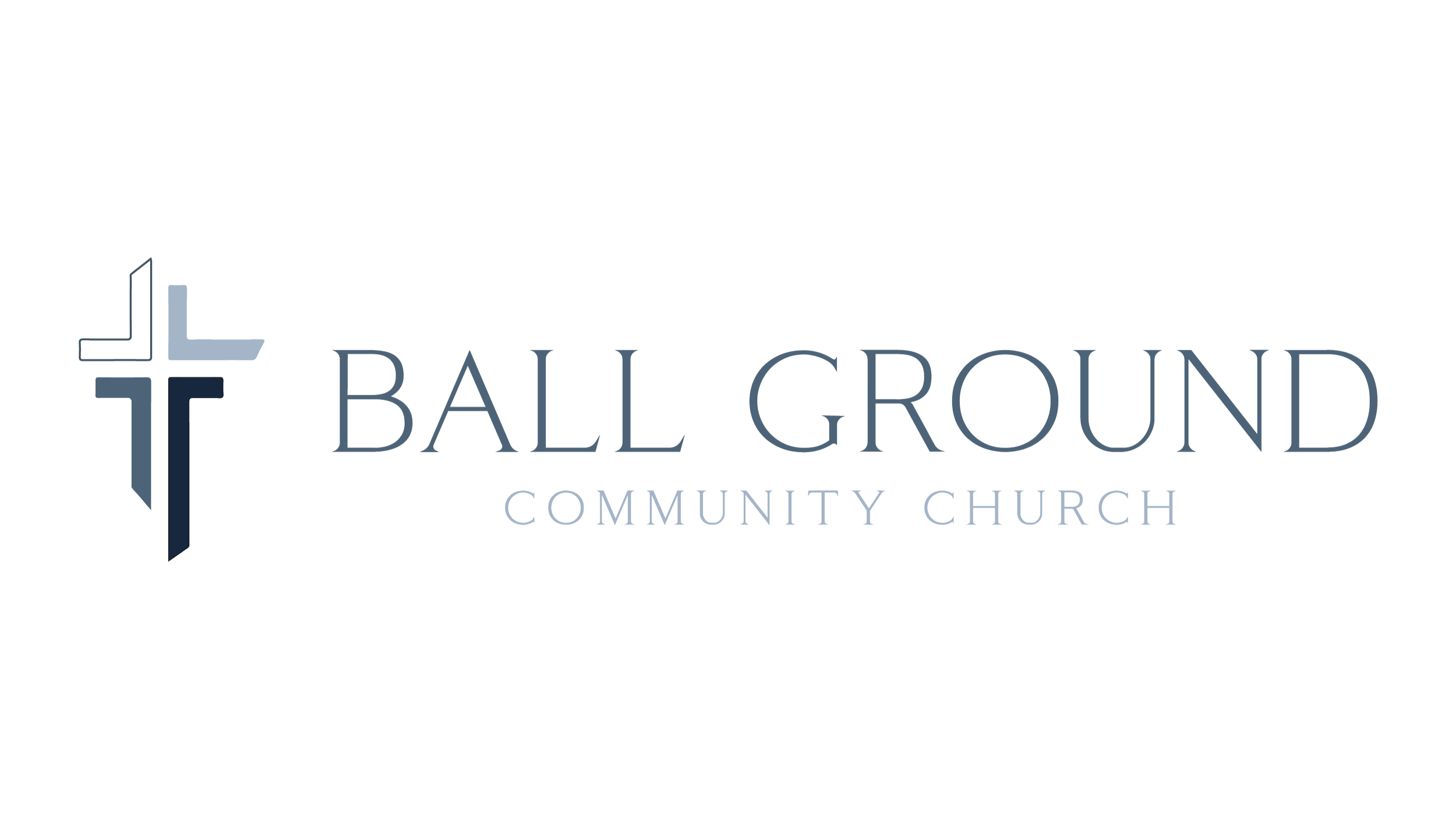 Logo of Ball Ground Community Church featuring a stylized cross and the text 'BALL GROUND COMMUNITY CHURCH'.