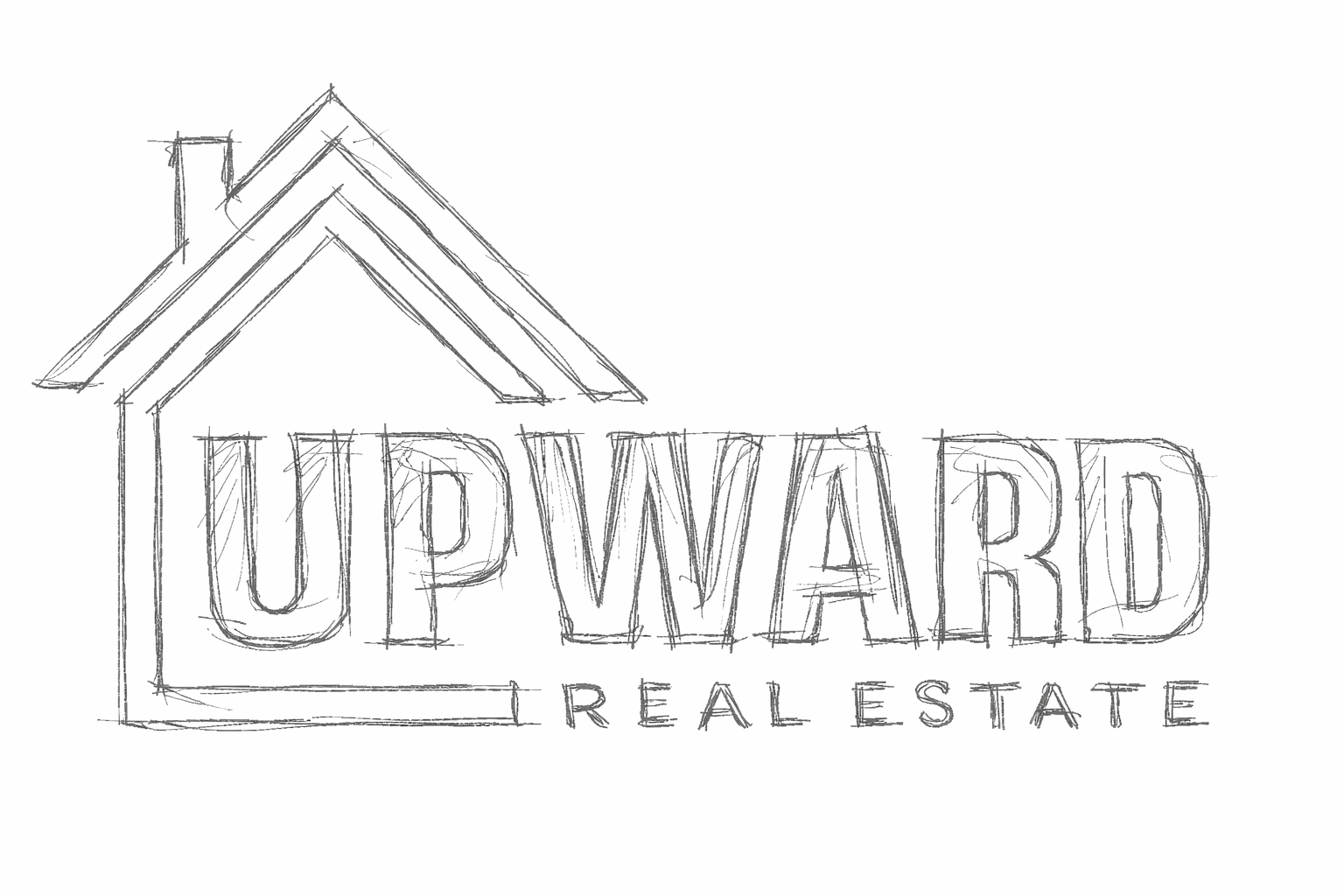 Sketch of a house outline with the words 'UPWARD REAL ESTATE' inside and a roofline above