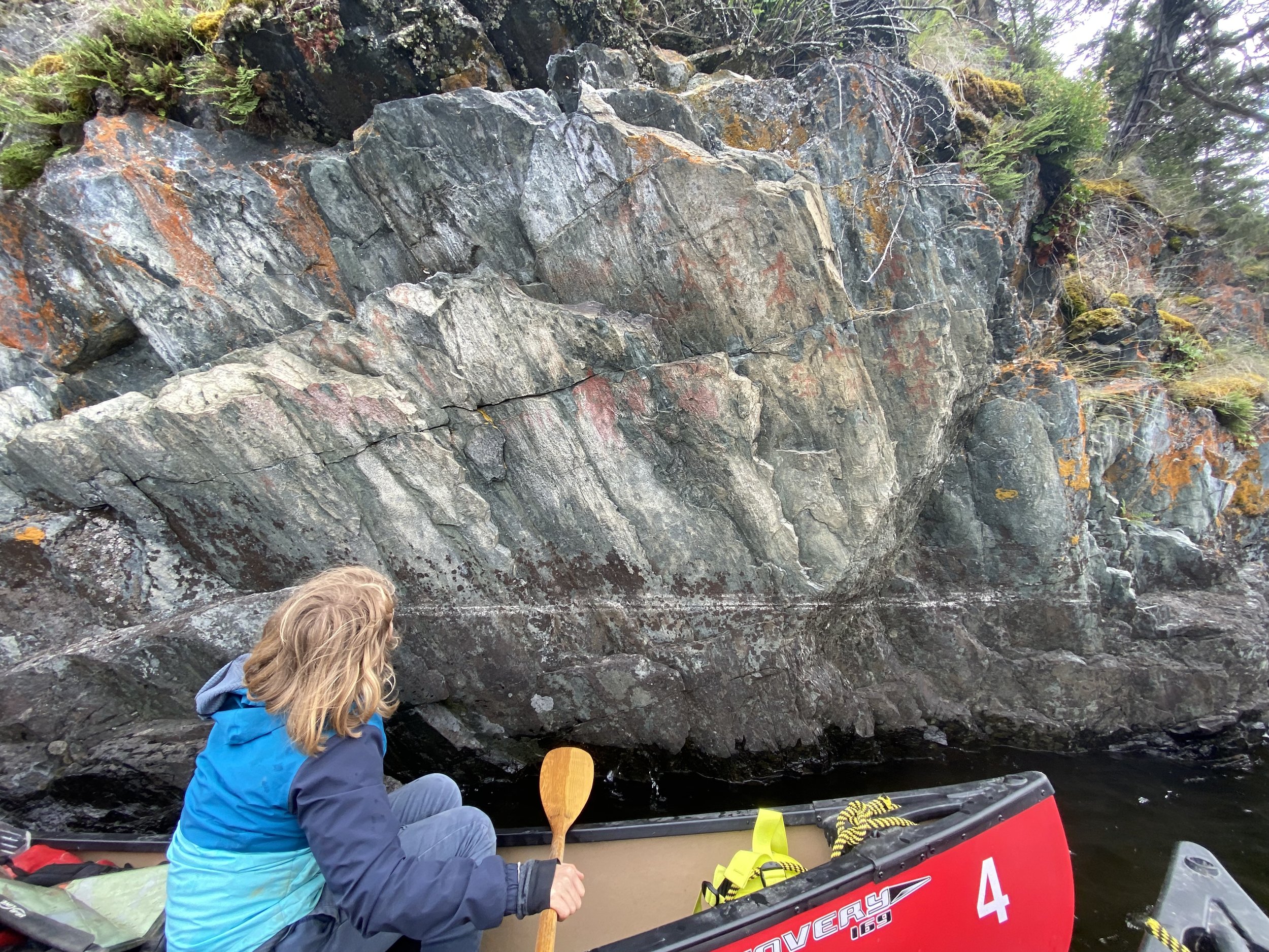 Pictographs on Mahood Lake Canoeing