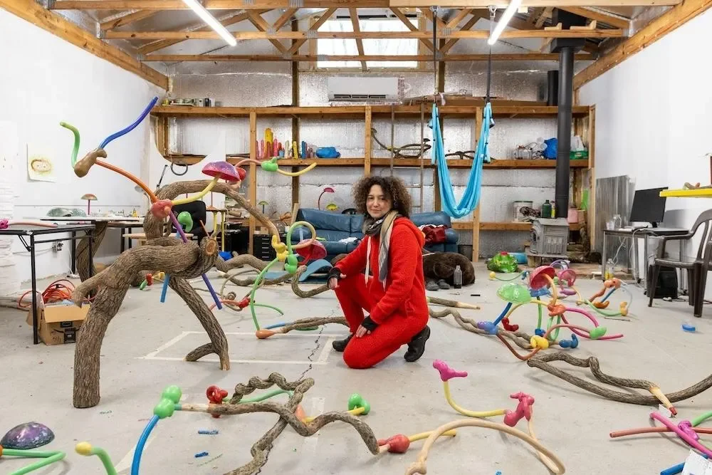 Mika Rottenberg and Garlan Miles construct the bar, sculptures and lamps that adorn Manuela restaurant in SoHo, New York Oresti Tsonopoulos for Mika Rottenberg