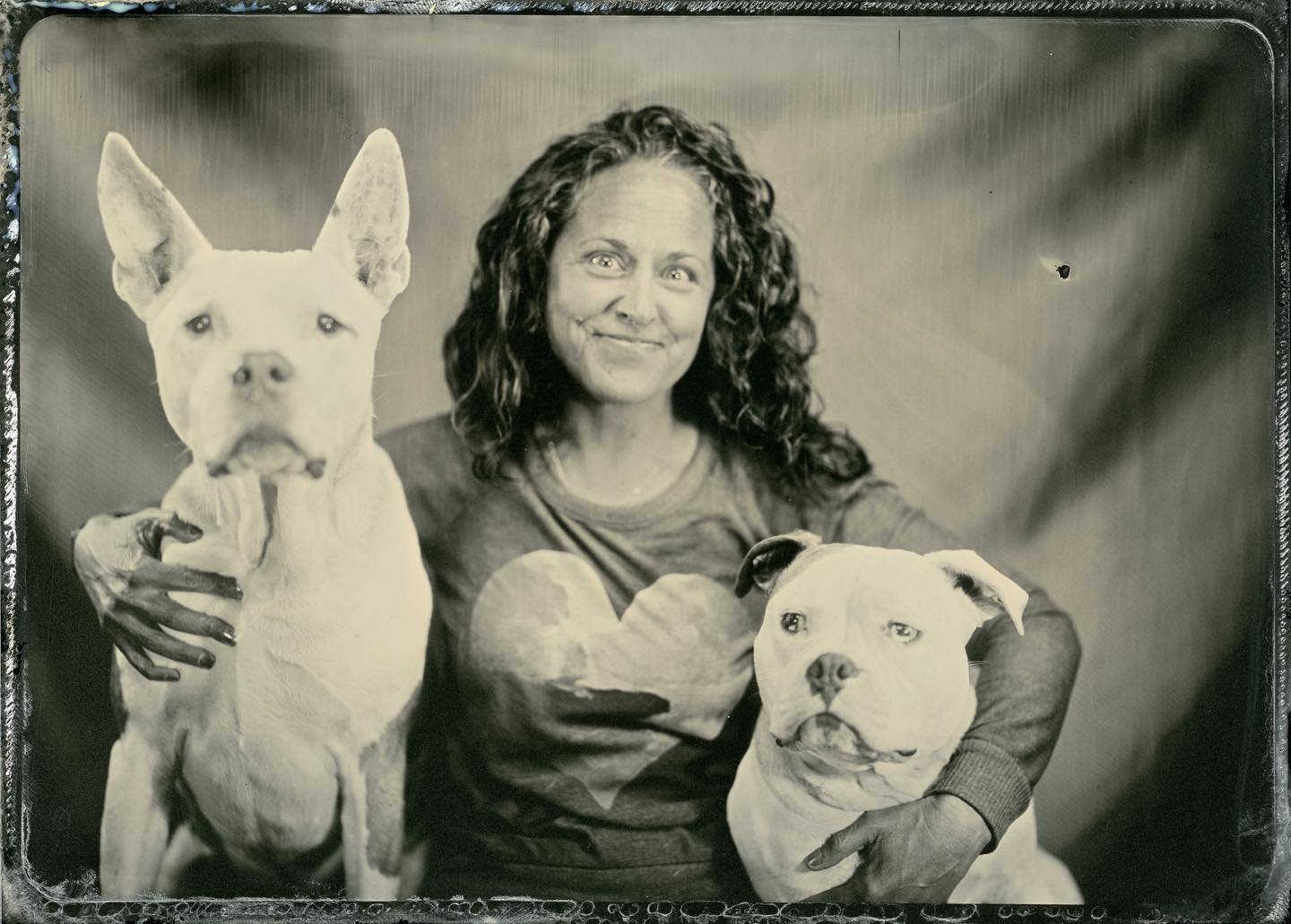 Sarah with her sweeties Oscar and Millie 💛 #tintypephotography #milwaukeephotographer #wetplatecollodion