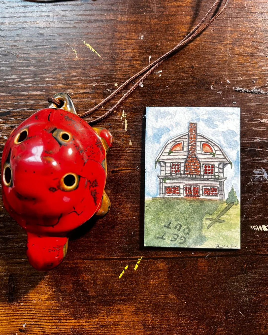 There's something about fall that makes me want to paint haunted houses, plus the Amityville house is just so beautiful. 2" x 3" Watercolor with Ocarina for scale. 
#horrorart #hanutedhouses #instadaily #artistsofinstagram