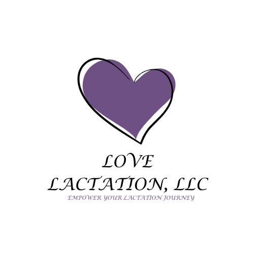 A Purple heart logo with black outline for Love Lactation, IBCLC lactation consultant