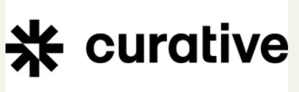 Black geometric star logo and the word curative in bold black letters, representing an insurance brand on a white background.