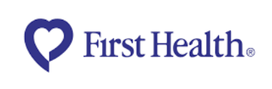 First Health insurance logo featuring a heart-shaped icon and "First Health" in blue text.