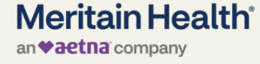 Meritain Health insurance logo with “an Aetna company” and a purple heart symbol.