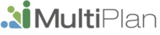 MultiPlan insurance logo with abstract green and blue figures next to the word MultiPlan in gray and black text.