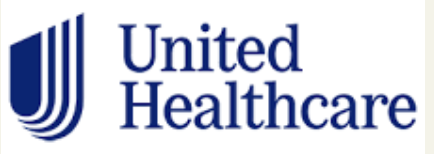 United Healthcare insurance logo featuring a blue stylized shield and company name in blue text on a white background.