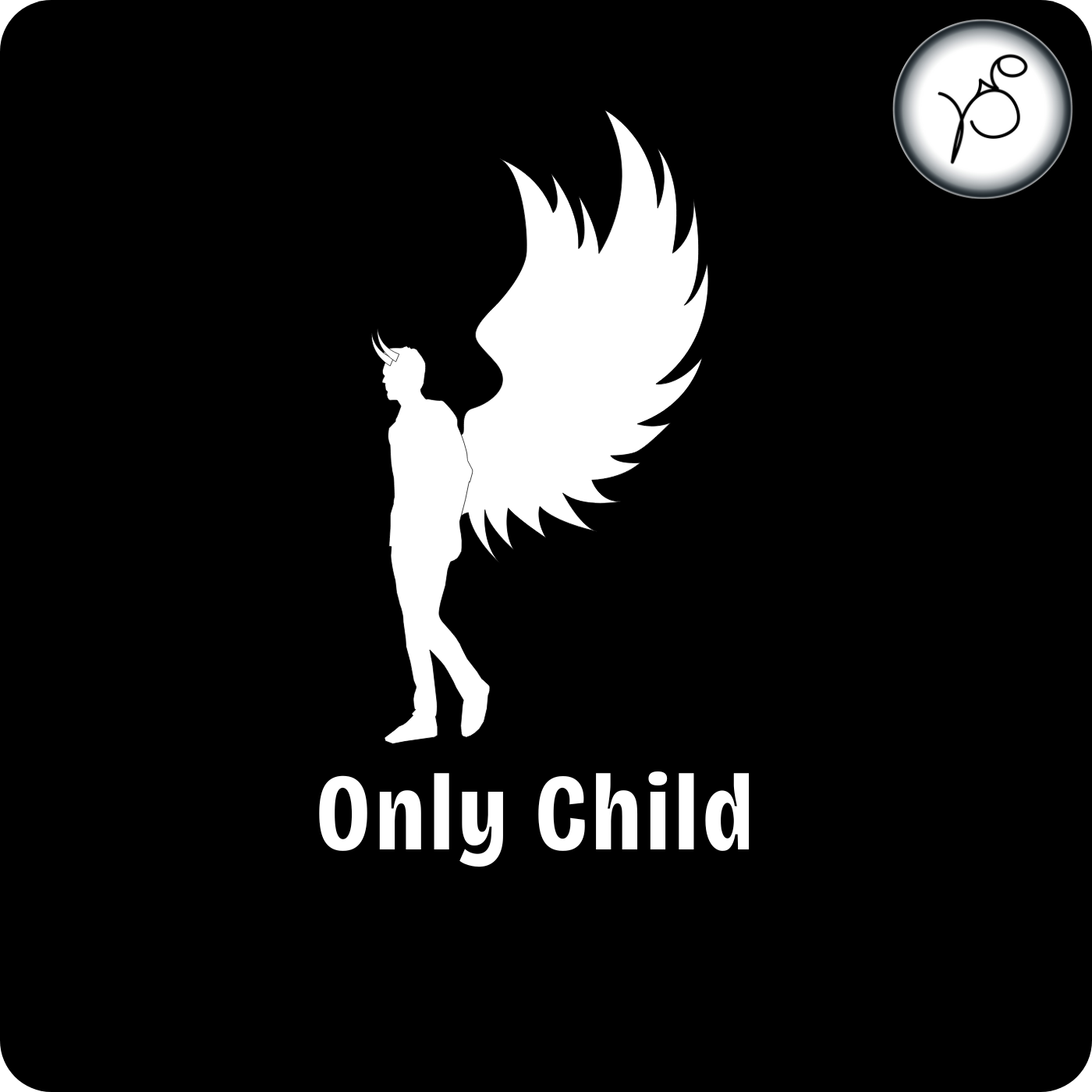Silhouette of a person with wings and horns, accompanied by the text "Only Child" on a black background.