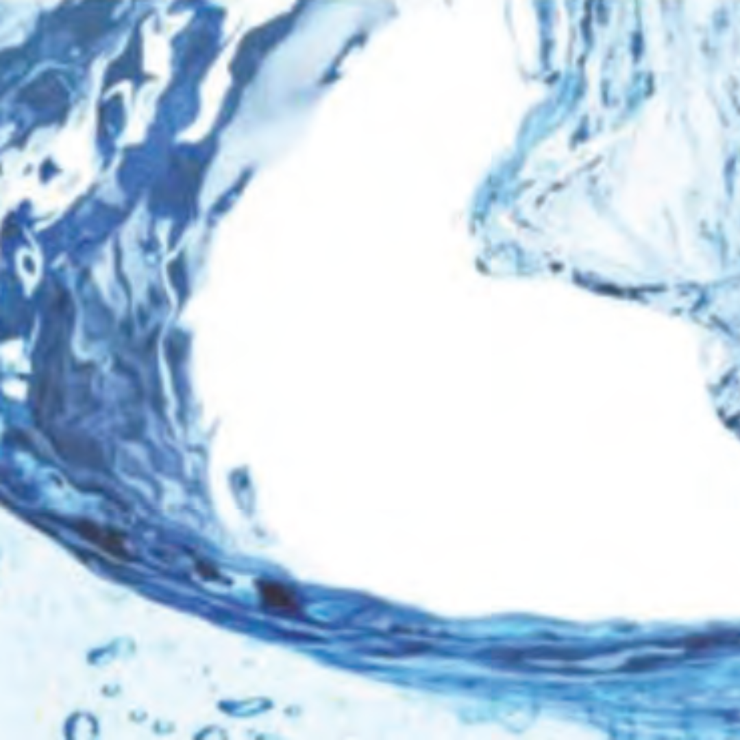 Close-up of swirling blue water creating a circular motion with a white empty center.