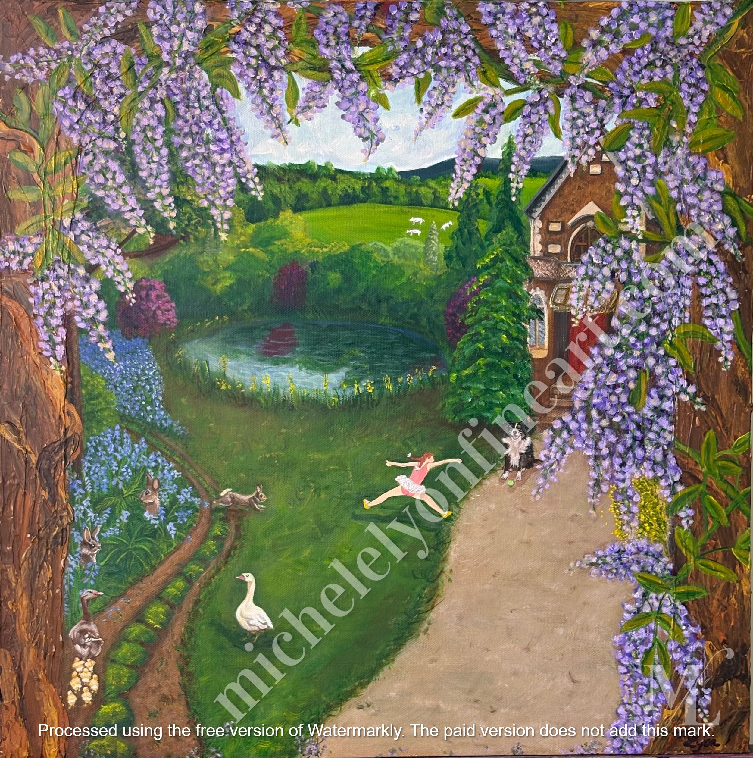 "No Ballet Slippers Outside!"
Moms relate. So leaping with yellow tennis shoes is the solution. If only someone would play ball with Oscar!
20" X 20" X 1.50" Mixed media on canvas.
$800.00