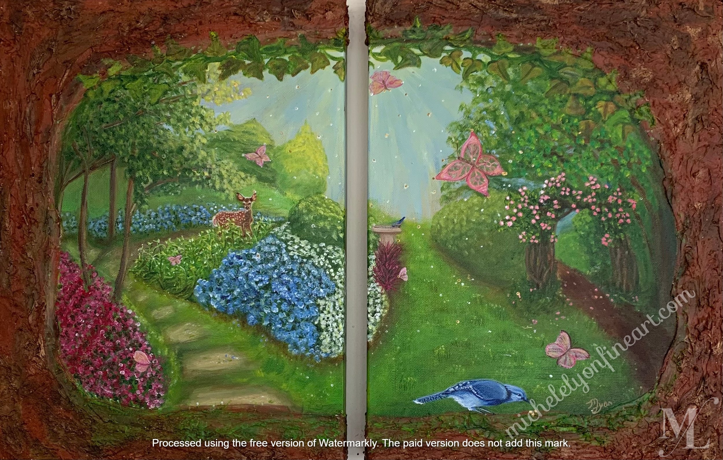 "Peering Into the Secret Garden"
When life is difficult or overwhelming, I like to center my art on something that will make me feel warm and comfortable, a way to escape for a brief time with a bit of whimsy and charm.
Who wouldn't want a secret g