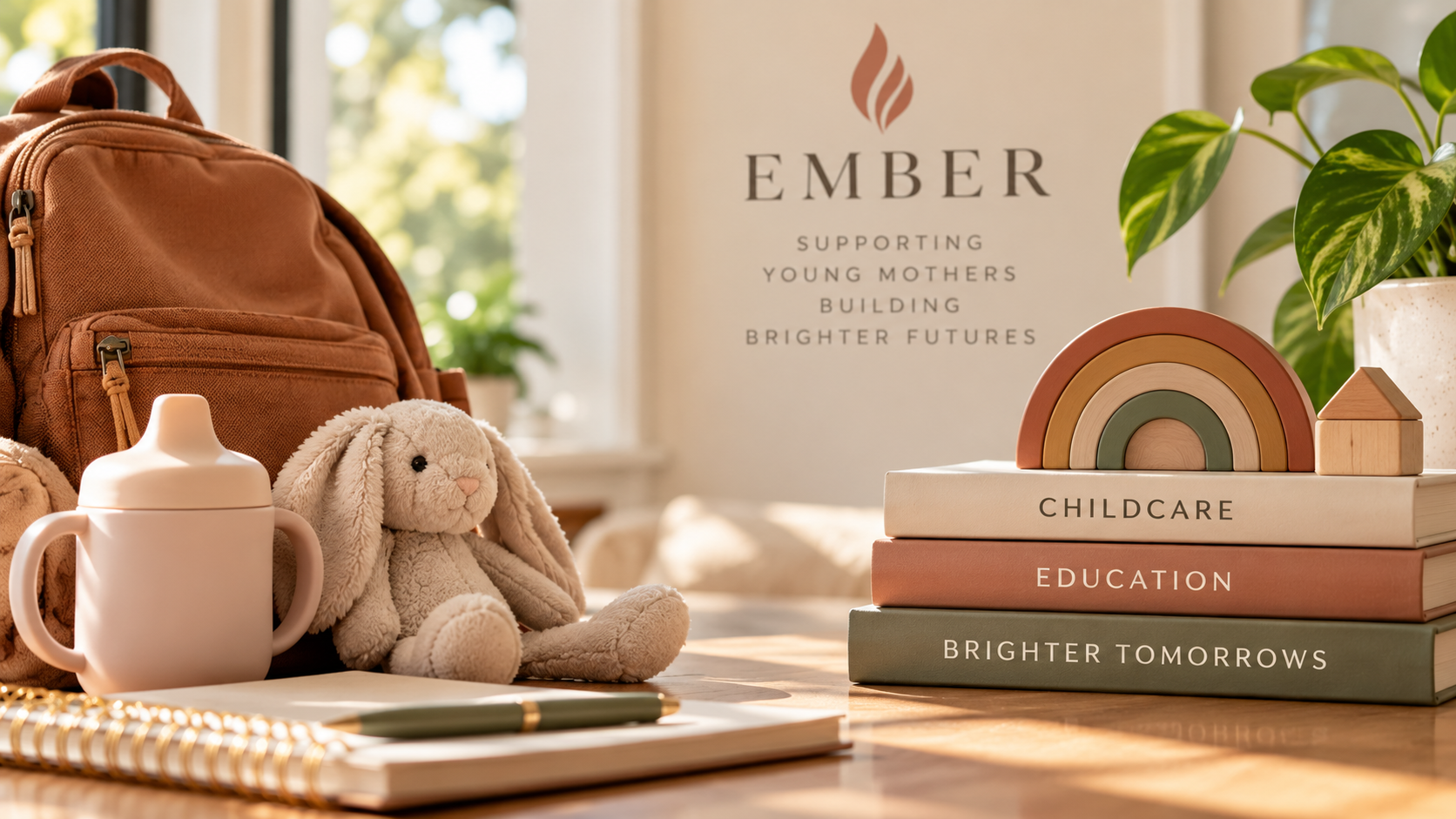 EMBER Childcare FUEL Fund graphic about short-term childcare support for eligible mothers.
