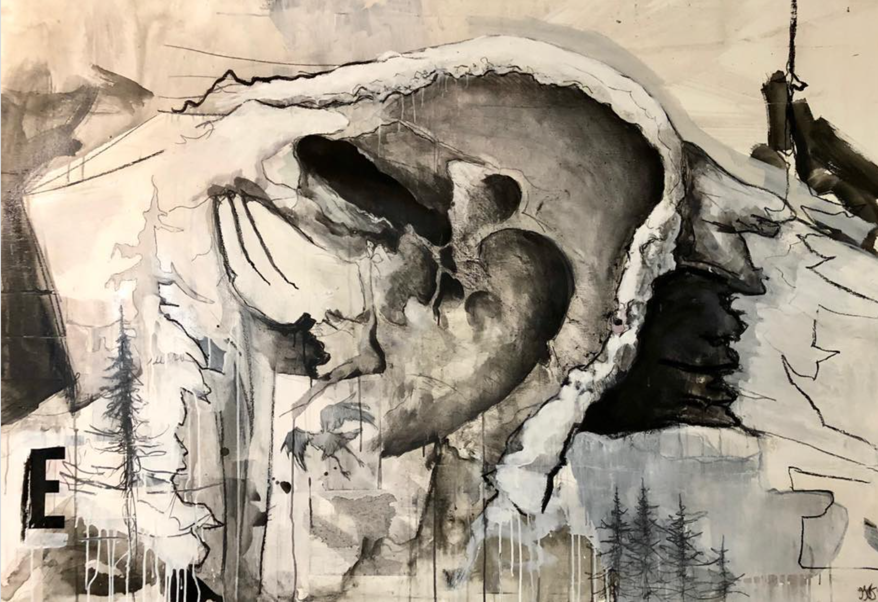 Skull Series No 28 . 72"x48" Mixed Medium on Wood Panel . Artist Jeff Sawatzky . $4000