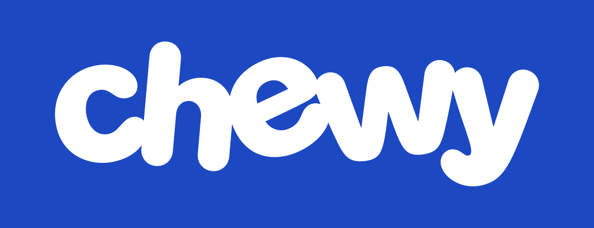 Chewy logo with white lowercase letters on a blue background.