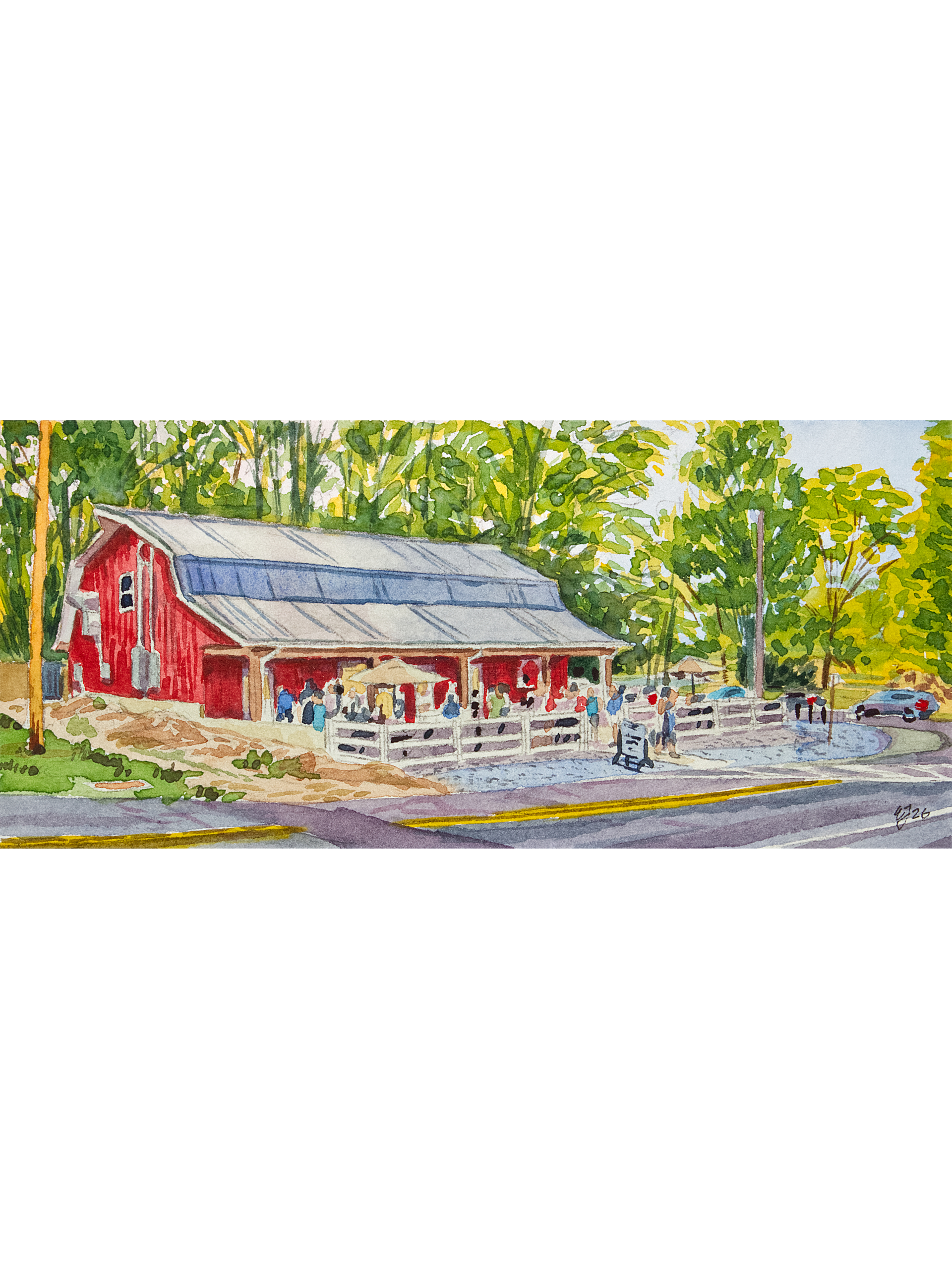 Red Barn, June 2026 - Original Watercolor Painting