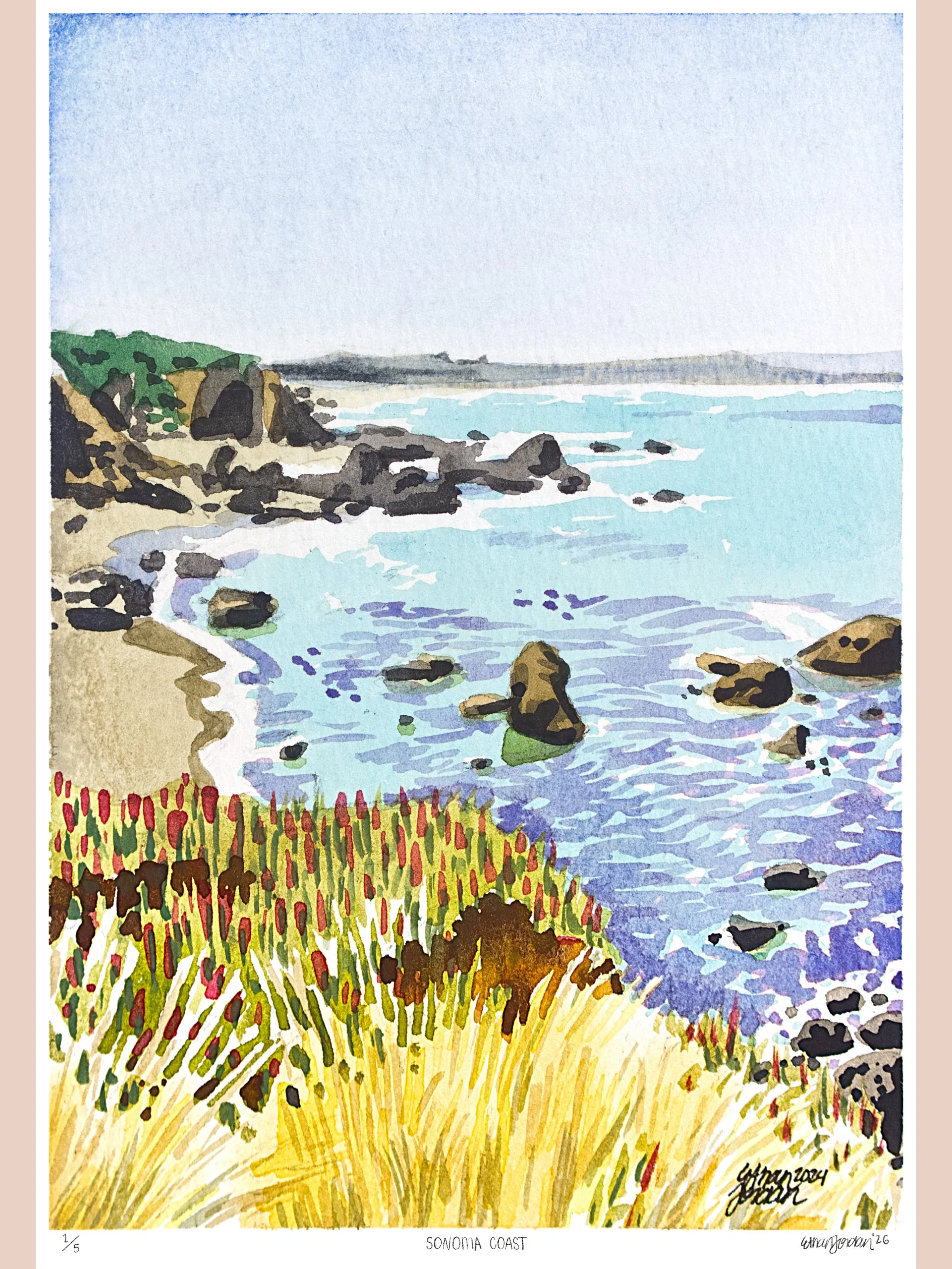 Limited Edition Giclée Print of "Sonoma Coast" Watercolor Painting - Signed By the Artist