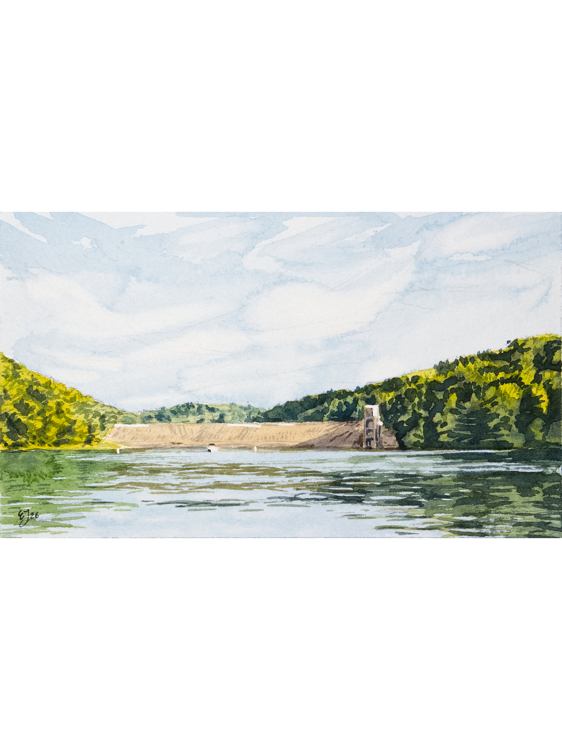 Pleasant Hill Dam, 1 - Original Watercolor Painting