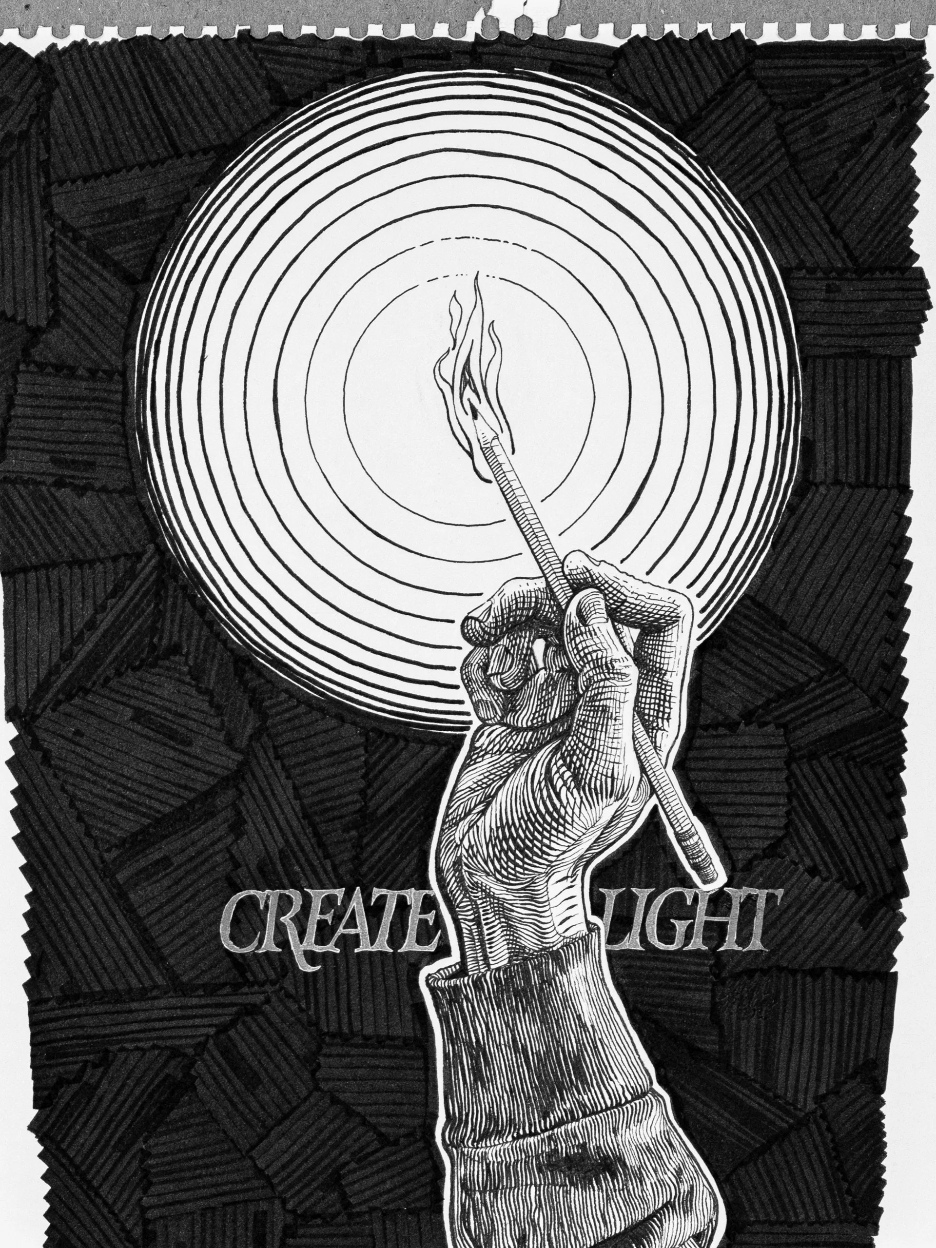 "CREATE LIGHT" -  4.5"x6.5" Hand-drawn Mini Poster
