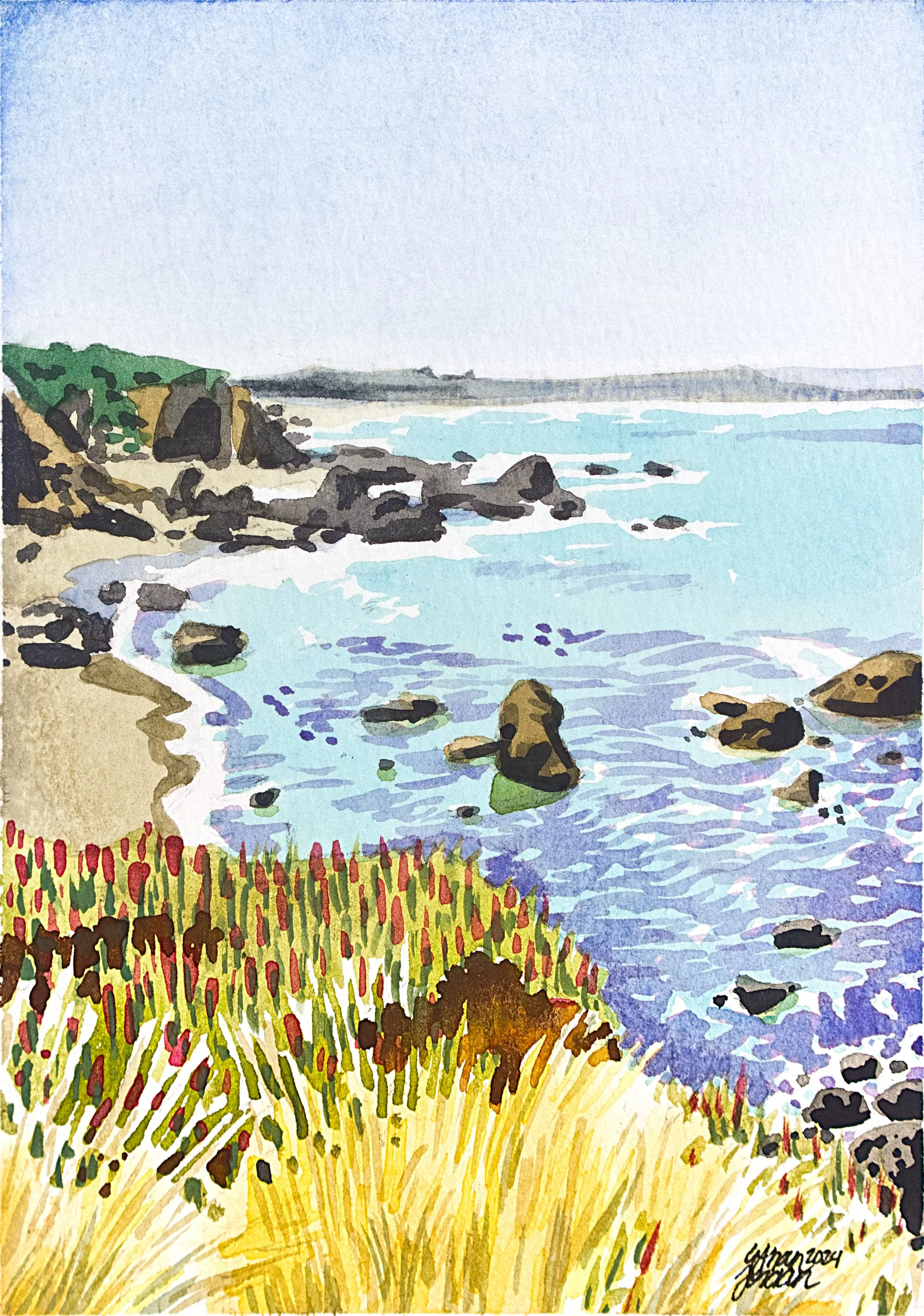 5x7 inches, watercolor on 140lb cold press watercolor paper, 2024