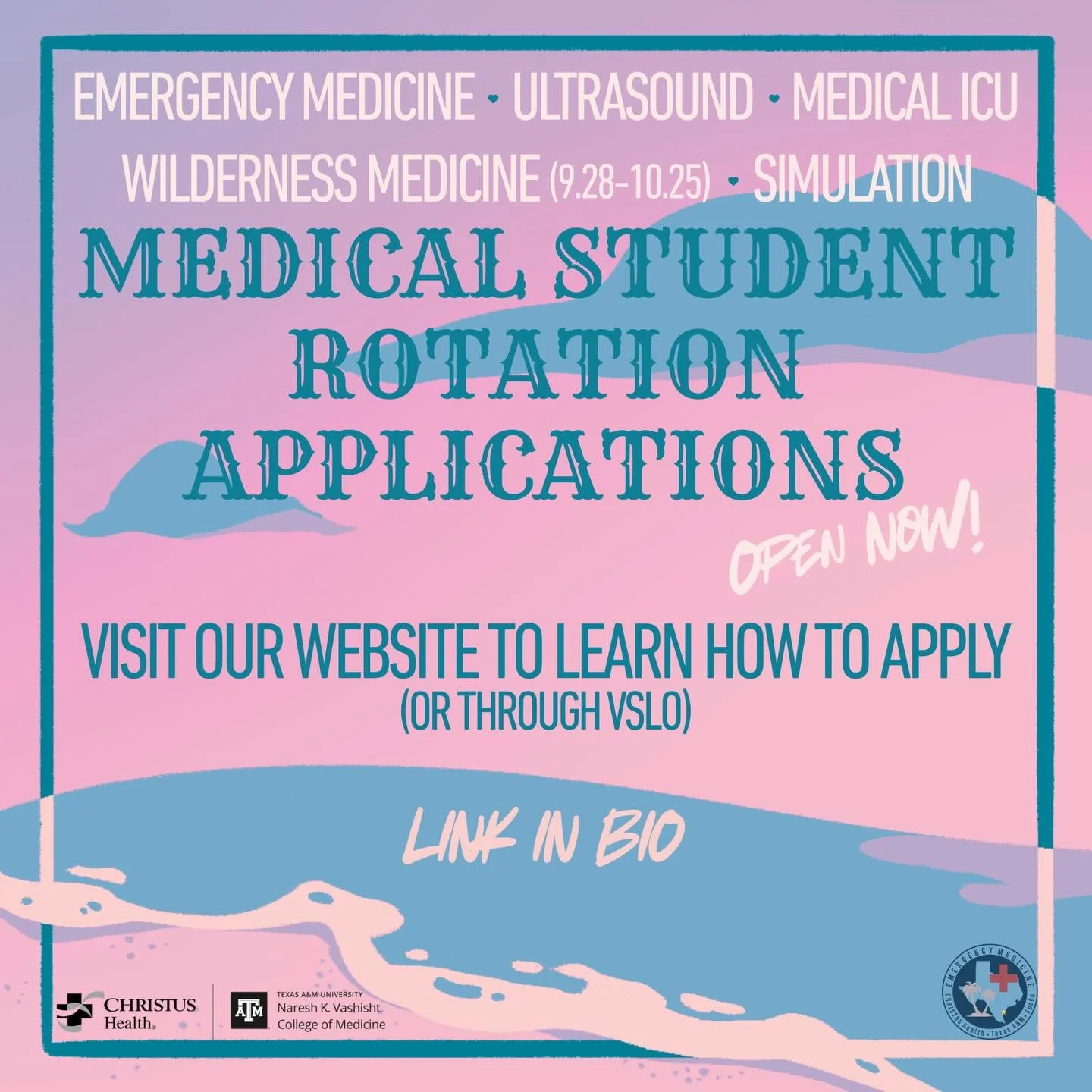 Attention students! If you are looking for an upcoming rotation, please consider submitting an application to spend a month with us down here in Corpus Christi!