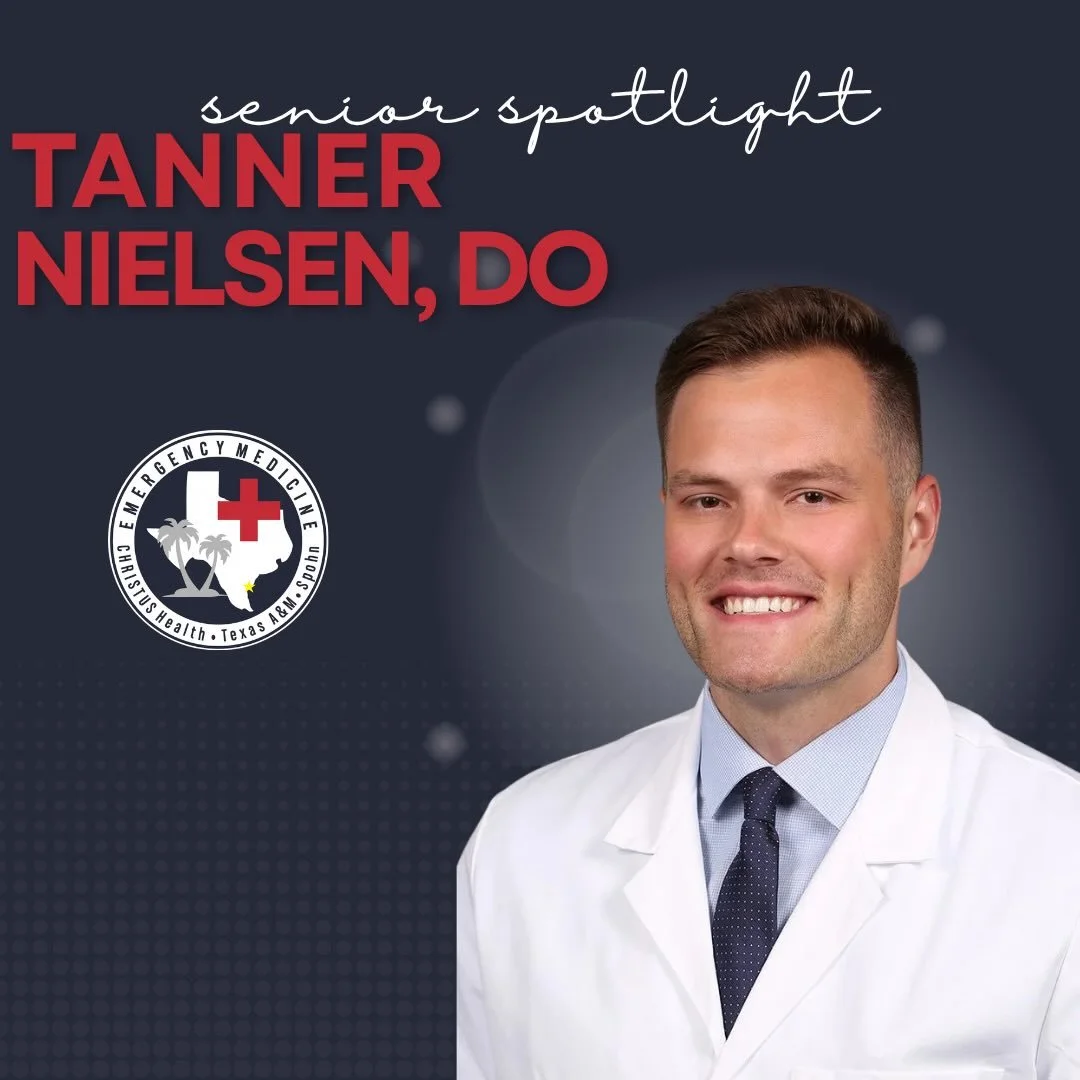 For our next ✨SENIOR SPOTLIGHT✨ we have Dr. Nielsen! 

✨Plans after graduation: will be staying in South Texas working at a community ED with some great friends! 

✨Favorite aspect of the program: Endless exposure to high acuity patients and procedur