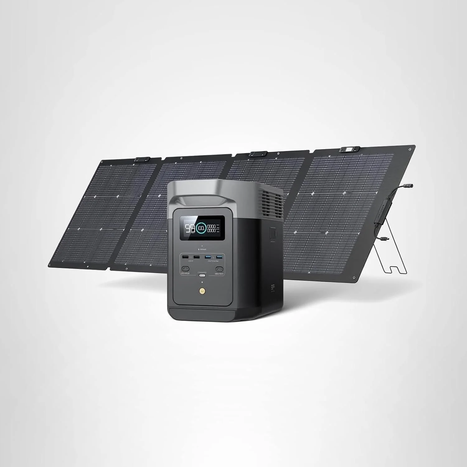 EF ECOFLOW Solar Generator DELTA 2 with 220W Solar Panel, 1024Wh LFP(LiFePO4) Battery, 1800W AC/100W USB-C Output, Fast Charging Portable Power Station for Home Backup Power, Camping & RVs