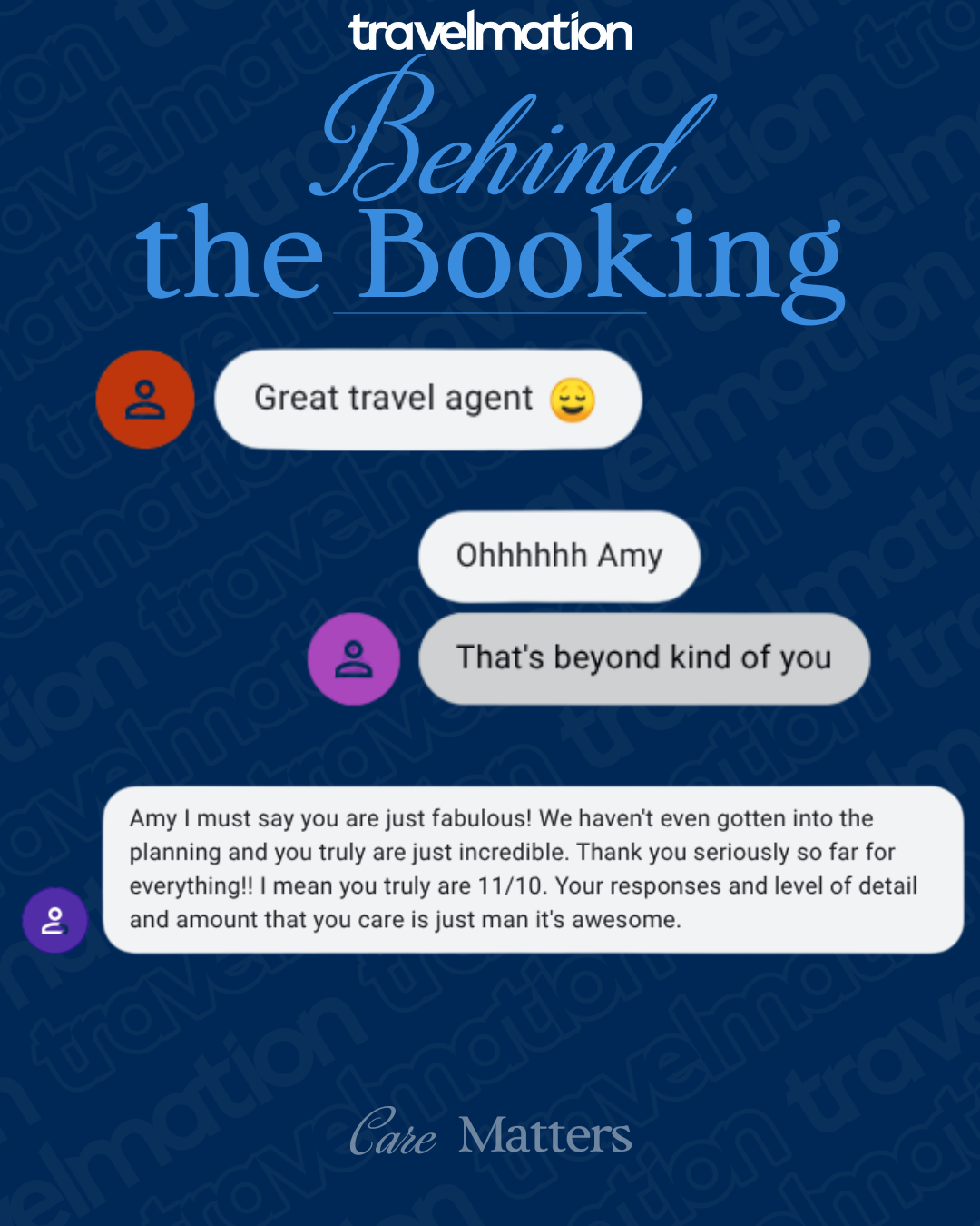 Real client messages showing behind-the-scenes care from a professional travel advisor