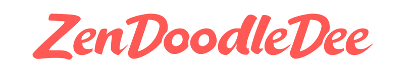 The image contains the text "ZenDoodleDee" in a stylized red and white font with a black background.