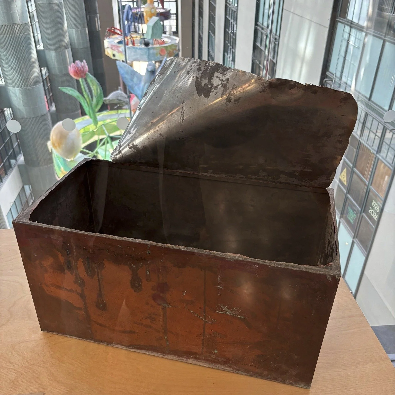 Members of the BCR crew recently visited the @lapubliclibrary to see the artifacts recovered from the 1926&ndash;2026 century time capsule. The display features a cool "capsule within a capsule" discovery, including 1881 newspapers, a city 