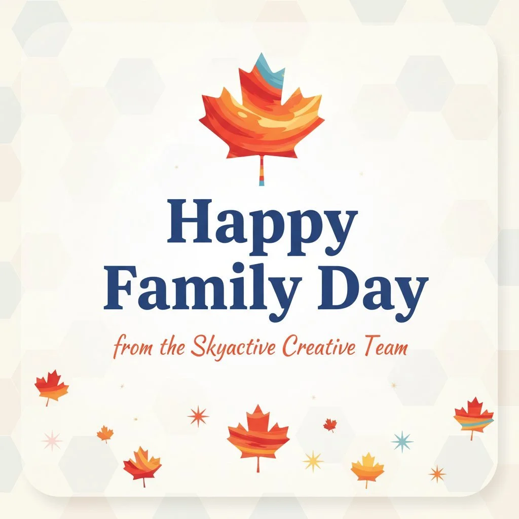 Happy Family Day! 🍁 From all of us at Skyactive Creative, we hope you're spending today with the people who matter most. Enjoy every moment with family and friends!

#FamilyDay #FamilyTime #CanadianHoliday #SkyactiveCreative
