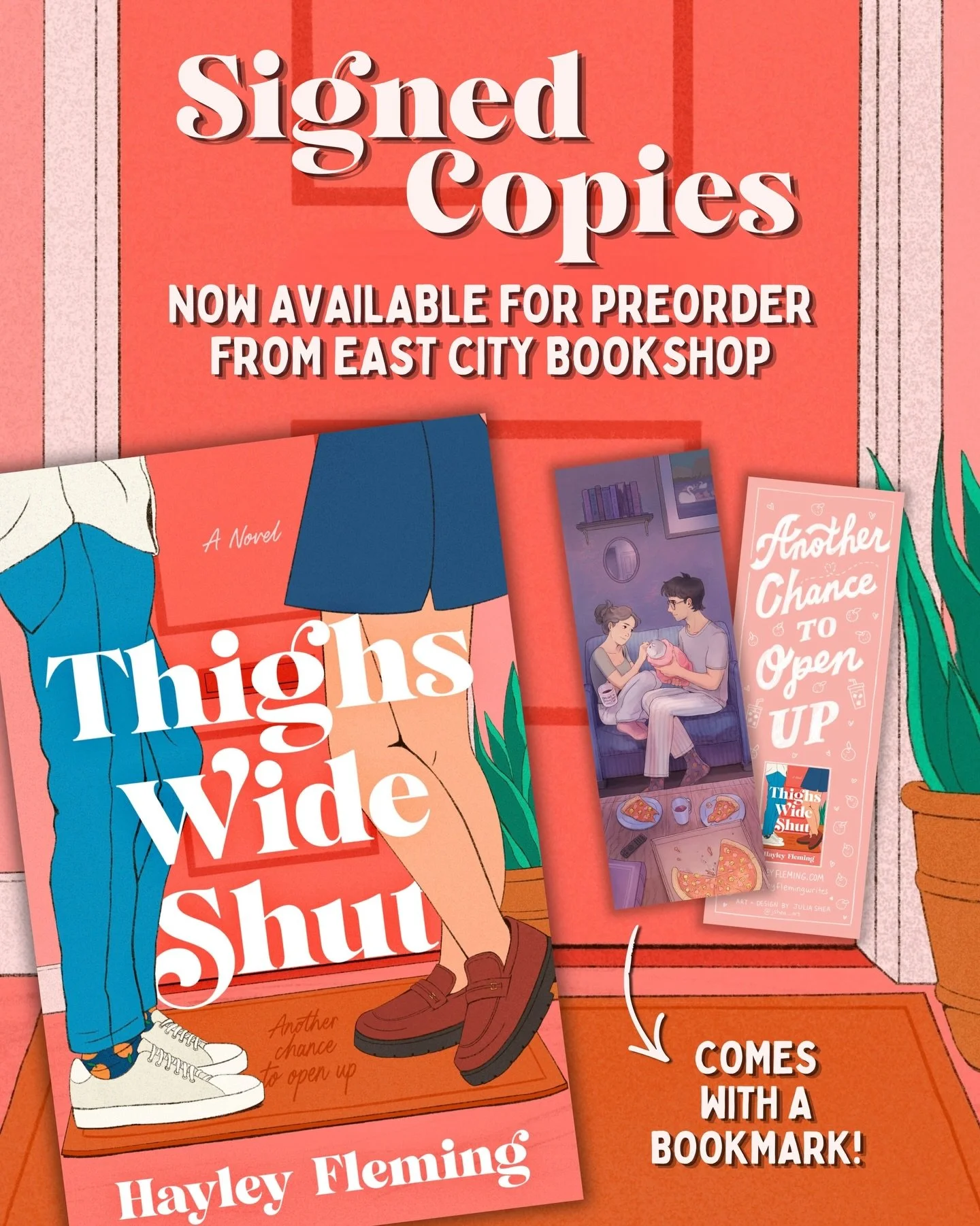 You can now preorder a signed copy of THIGHS WIDE SHUT from my beloved @eastcitybookshop 💚 And as if that weren&rsquo;t awesome enough, all copies preordered from East City will come with this amazing bookmark designed by @jshea_art 🥰 

Link is in 
