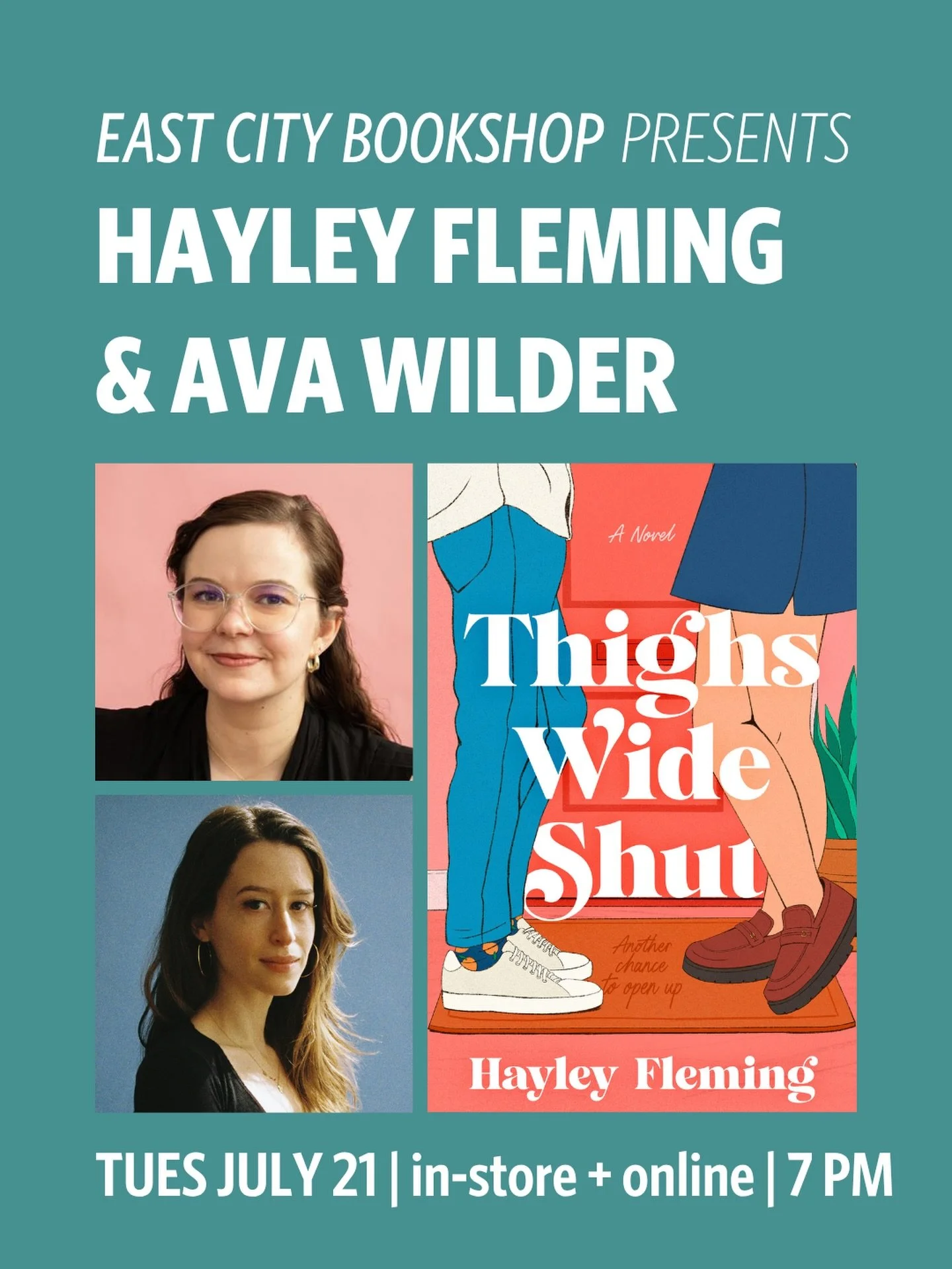 Join me on July 21 at @eastcitybookshop to celebrate the release of THIGHS WIDE SHUT with @avawilderwrites 💕 I feel so lucky that my first ever book event is at one of my all-time favorite bookstores with one of my all-time favorite authors!!!!