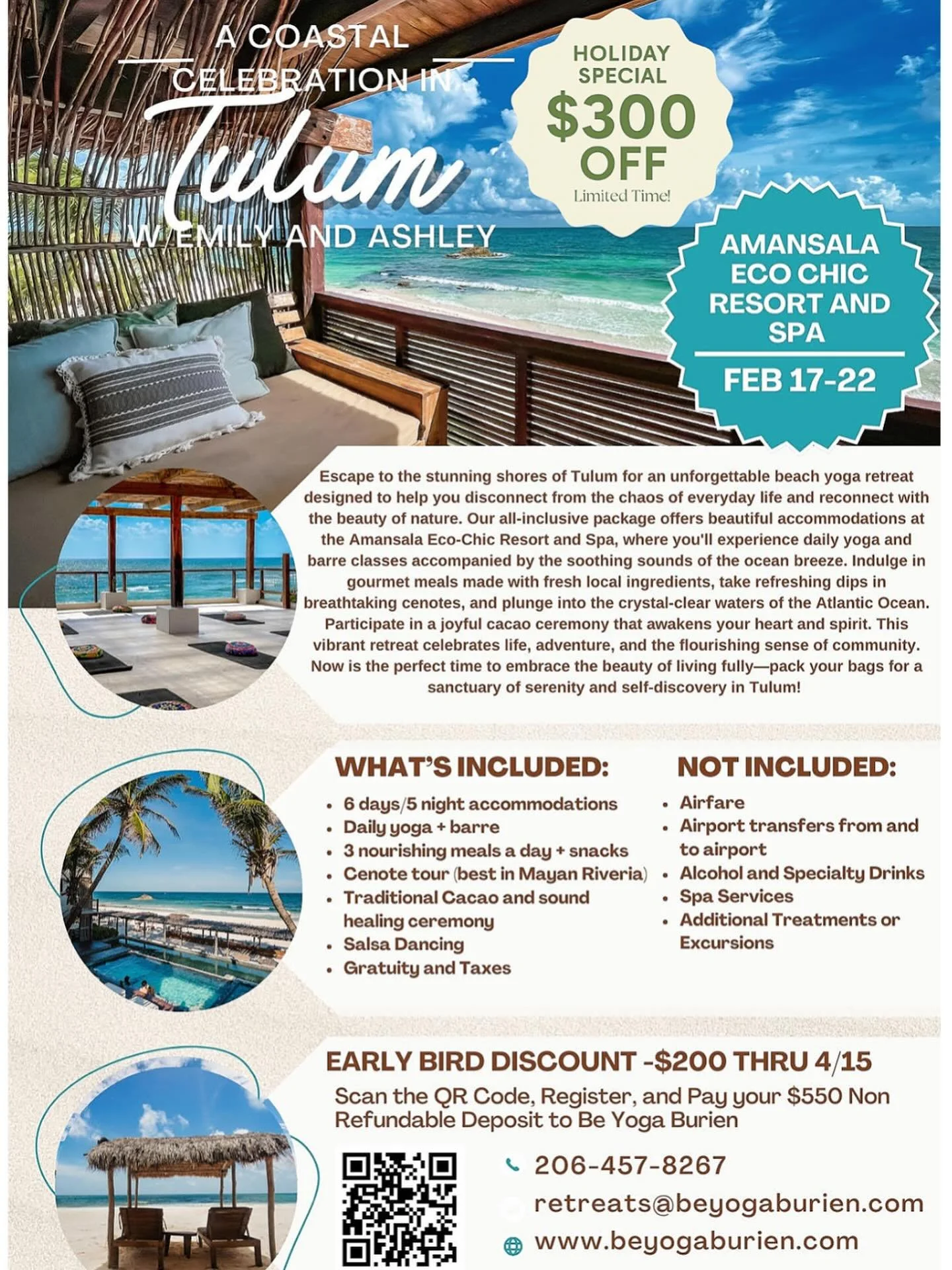 🌴✨ BIG NEWS! ✨🌴

Our Tulum Retreat this February just got even better &mdash; we&rsquo;re launching a Major Holiday Sale now through December 31st! 🎁

We&rsquo;ve just opened new rooms with both single and double occupancy available.

➡️ Save $300