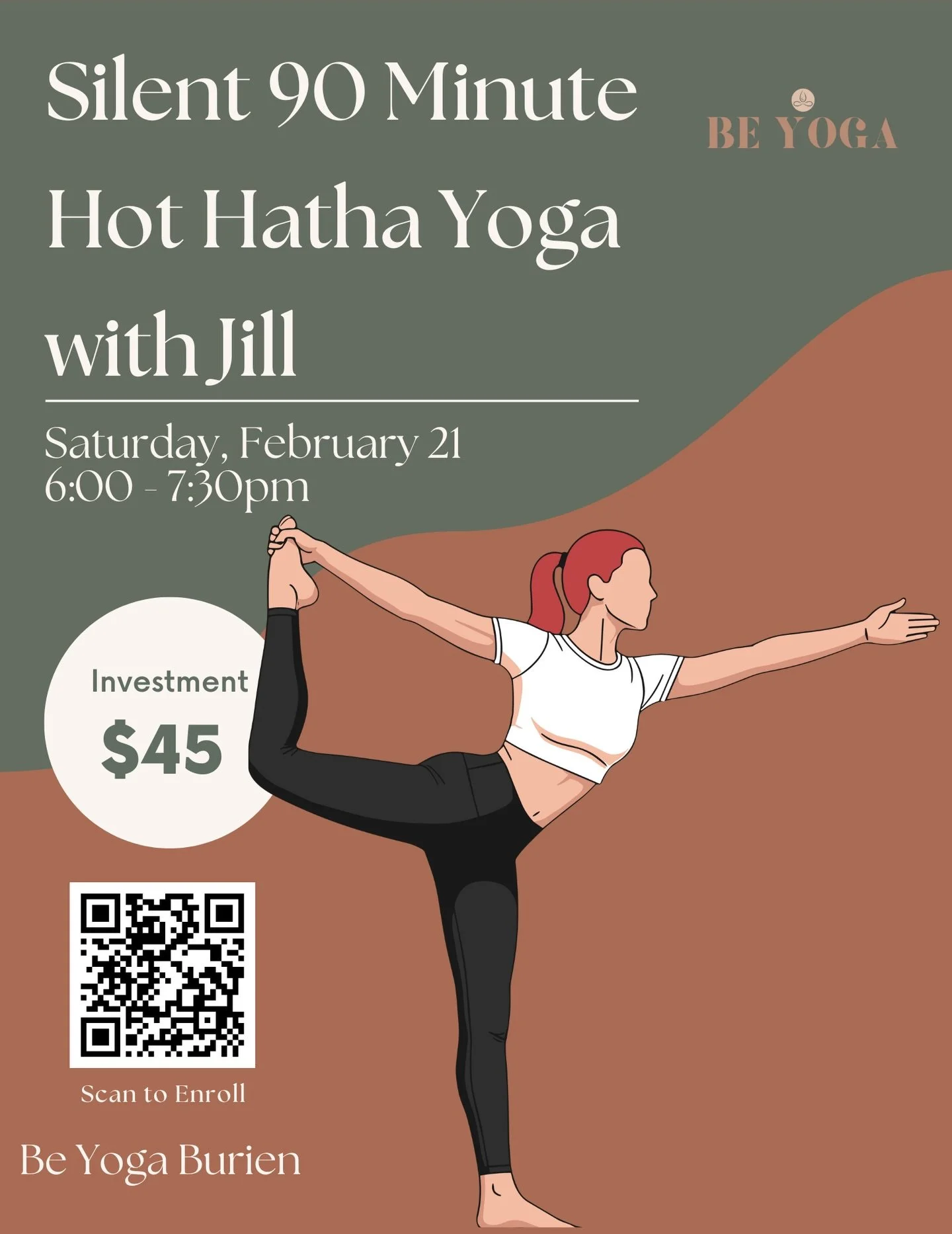 Join Jill for a Silent 90-Minute Hot Hatha Yoga practice rooted in the original hot series of 26 postures and two breathing exercises, offered with thoughtful modifications as needed.

Practicing in silence allows you to turn inward - building streng