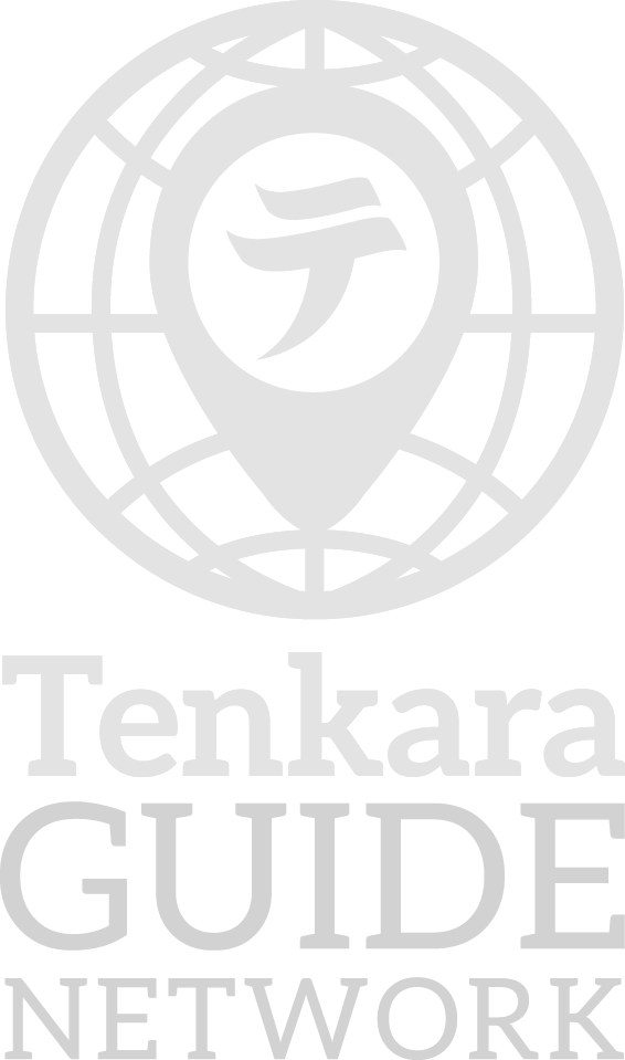 Logo of Tenkara Guide Network featuring a globe with a fish hook and Japanese character inside and the text 'Tenkara Guide Network' underneath.