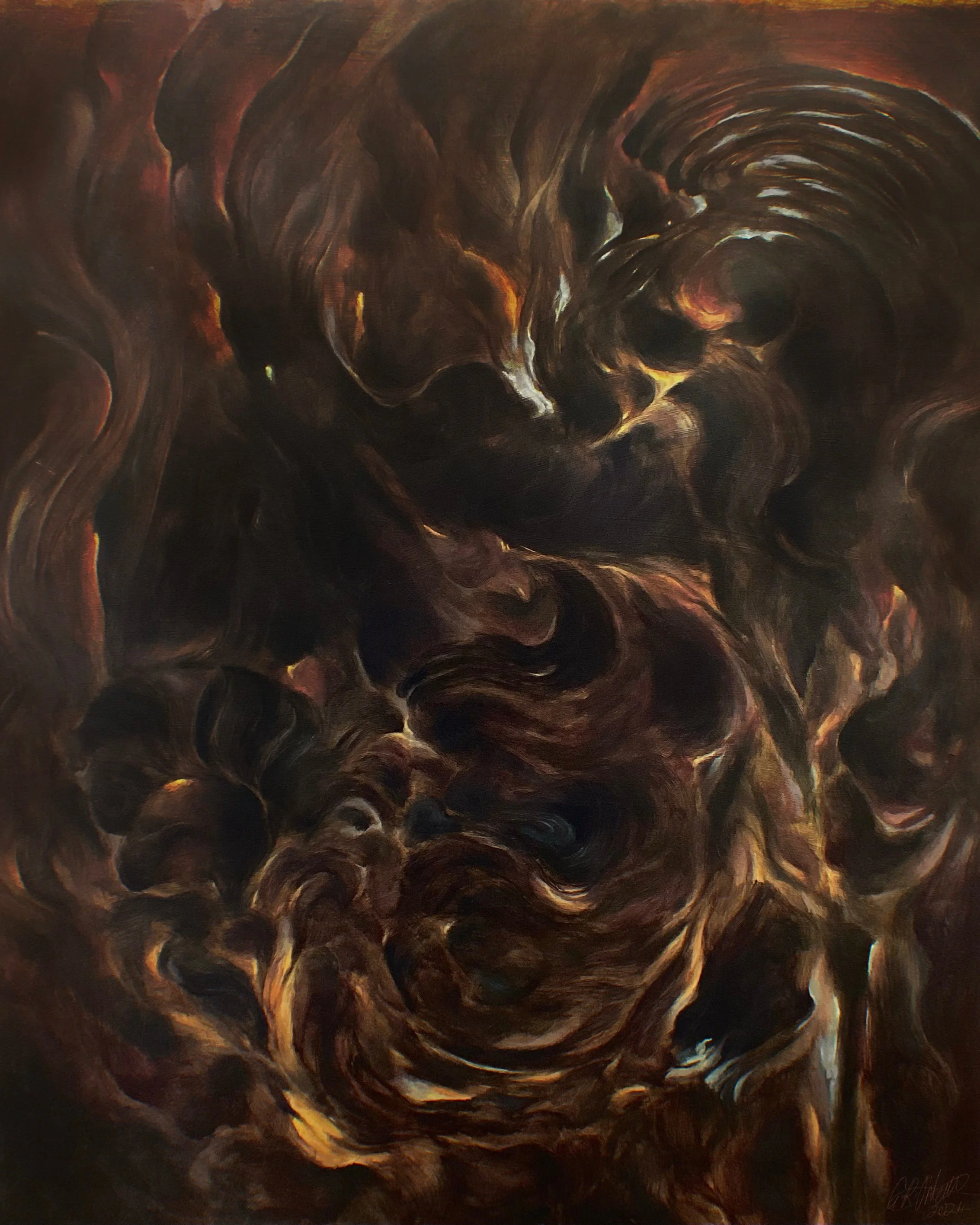 'Husks', oil paint on paper, 835mm x 695mm, 2024