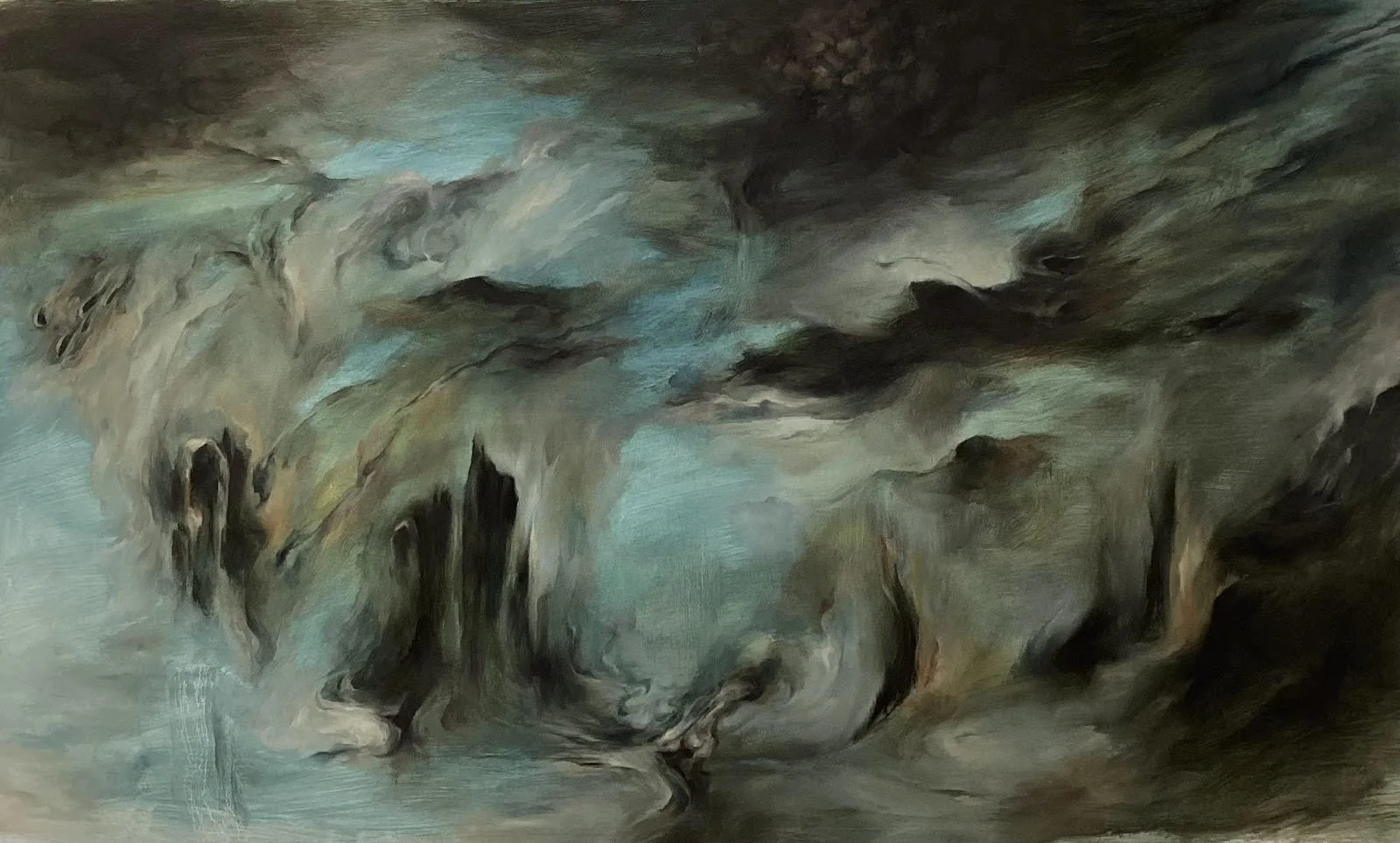 'Liths', oil paint on paper, 670mm x 1158mm, 2024