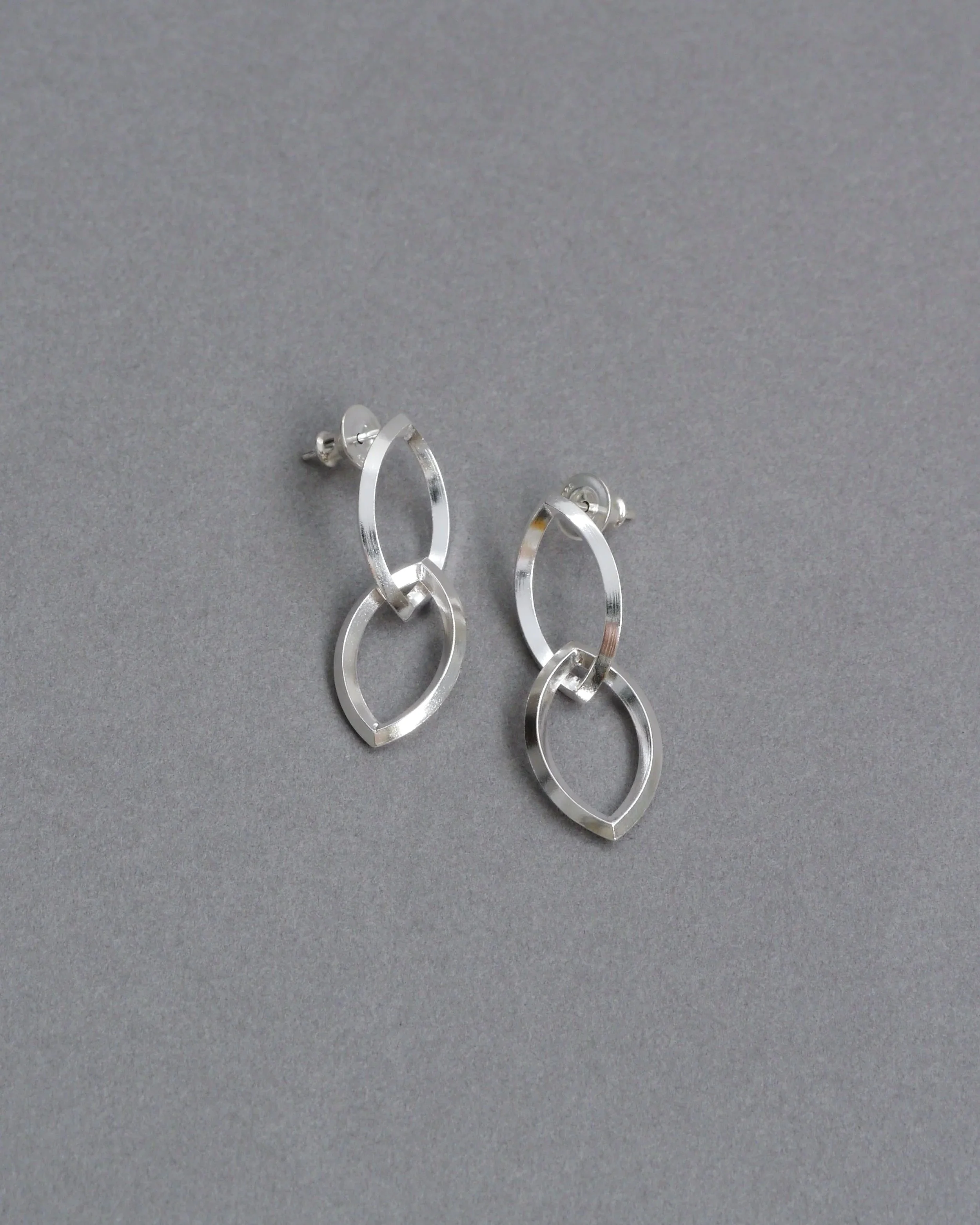Silver Leaf Chain Earrings