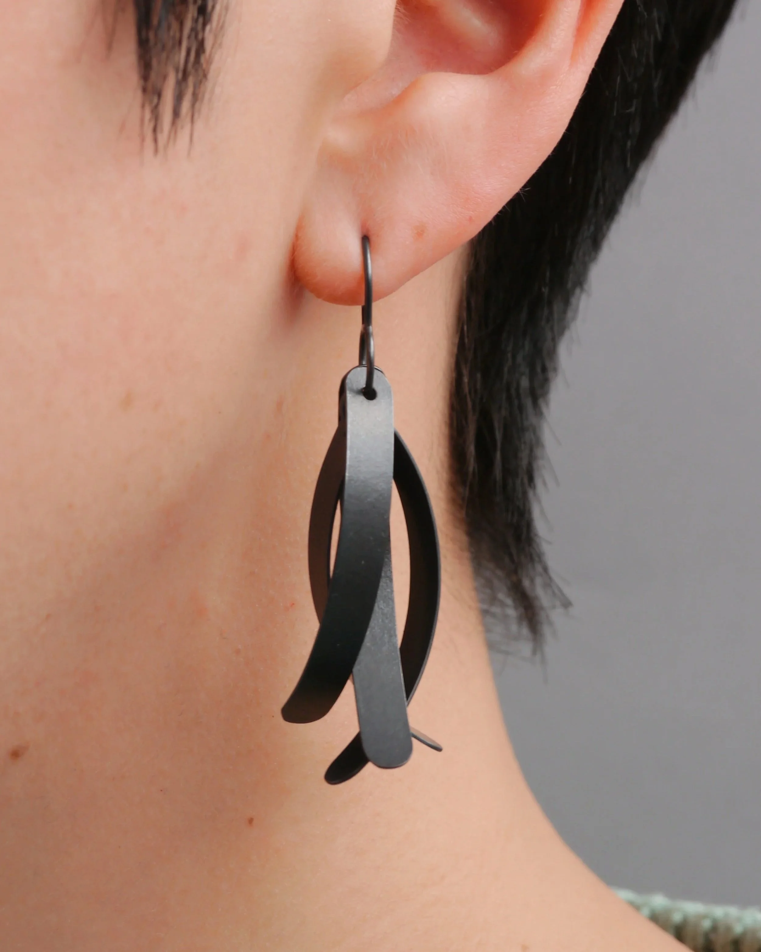 Silver Long Strip Clustered Earrings