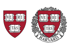 Harvard University and Harvard Business School shields logos.