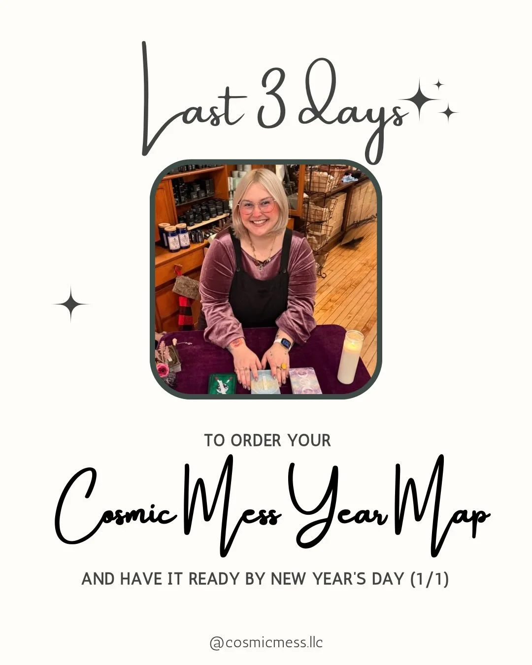 The year doesn&rsquo;t need fixing, it needs listening.
Your Cosmic Mess Year Map is a channeled, intuitive guide for the year ahead, delivered in time to open on January 1.

⏳ Last 3 days for New Year delivery
✨ Limited spots
💌 DM or book now, link