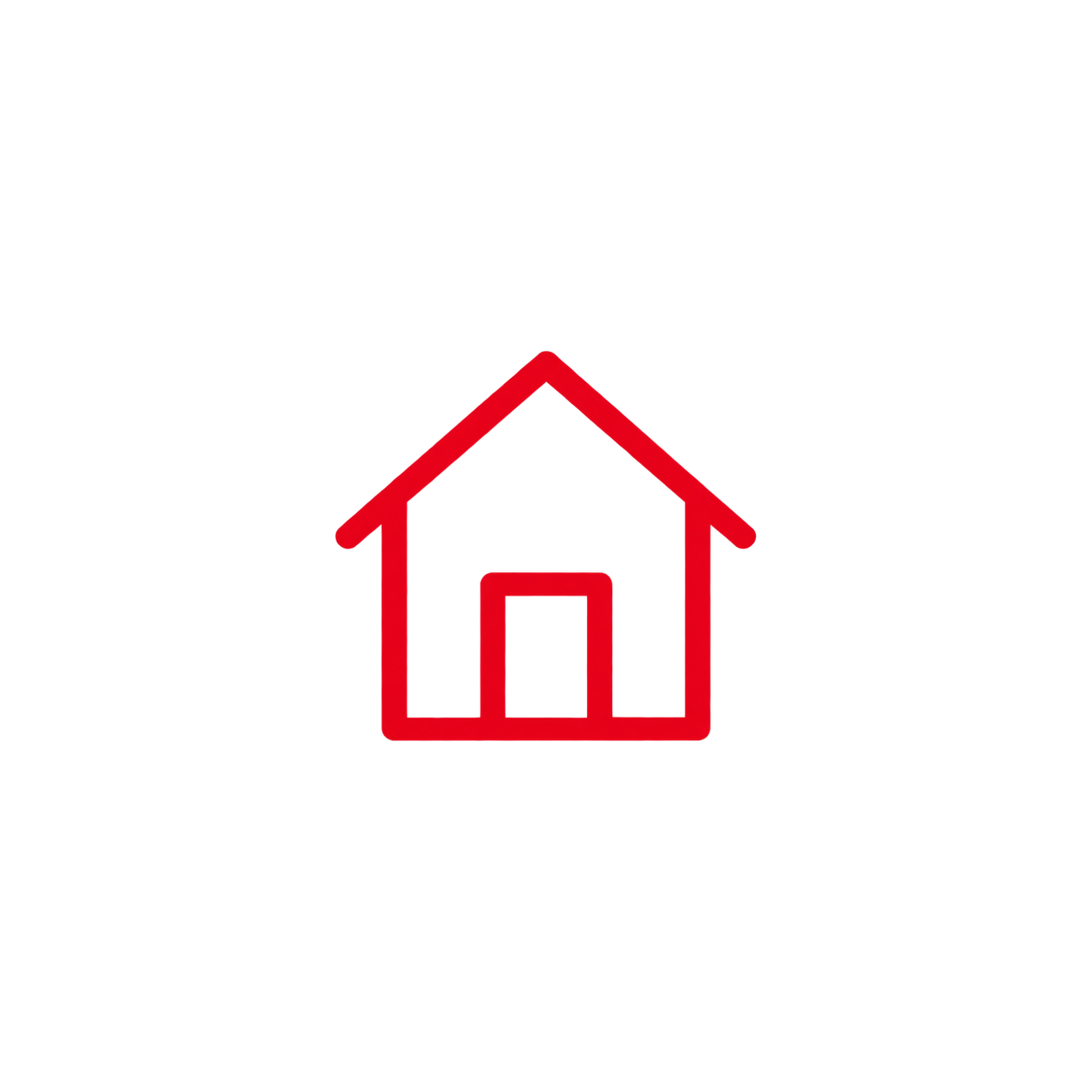 Red house icon with a horizontal line extending from the right side, representing a house and a road or connection.
