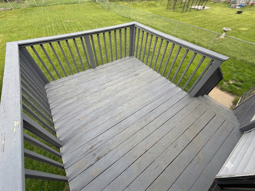 Weathered wood deck before resurfacing