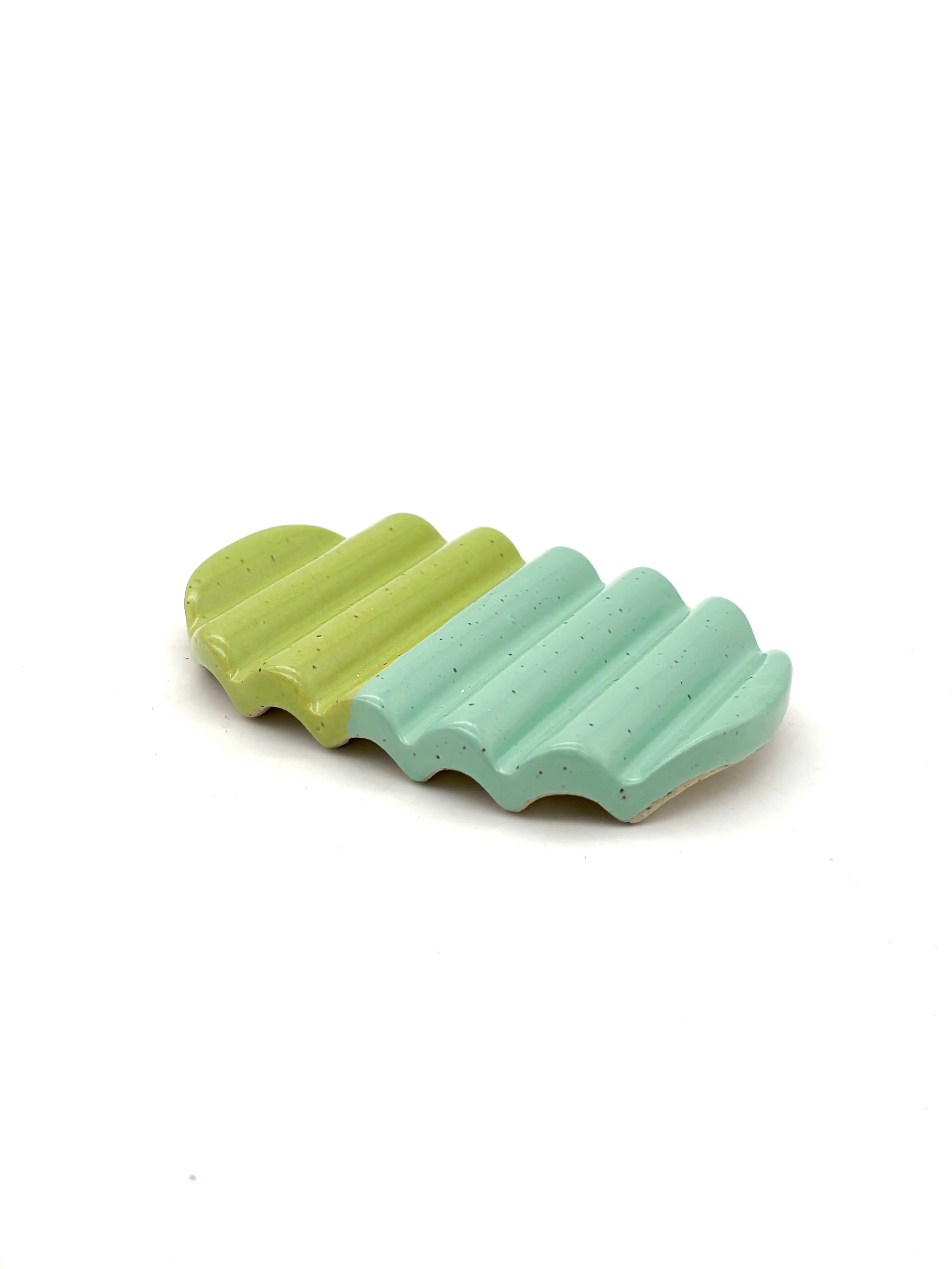 Squiggle Soap Dish in Colorbock Aqua Lime